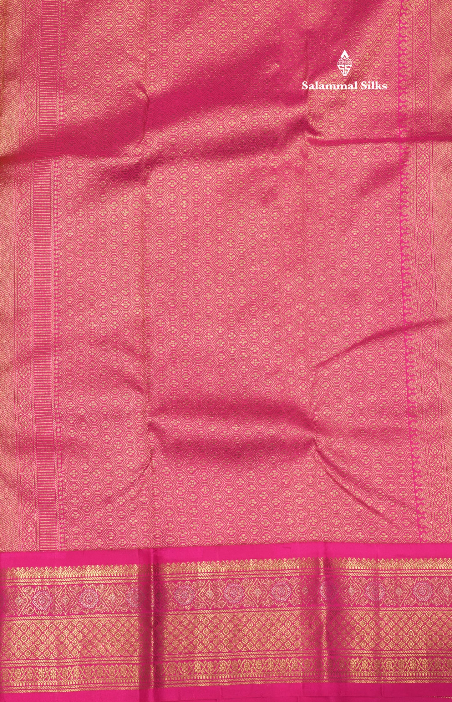 Olive Green Colour Button Butta Pure Kanjivaram Silk Saree With Contrast Pink Border
