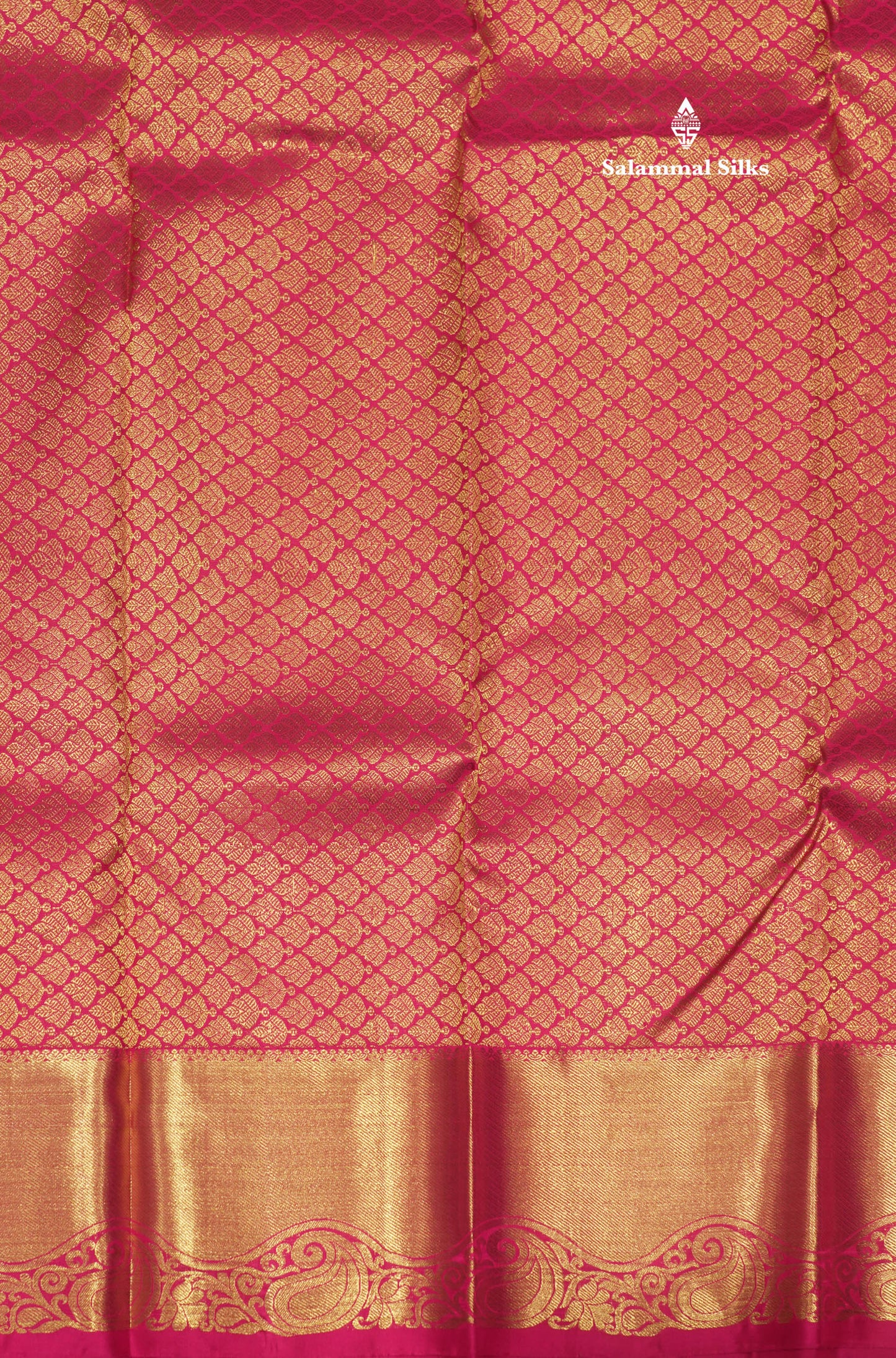 Bottle Green Colour Pure Kanjivaram Silk Saree With Contrast Magenta Border