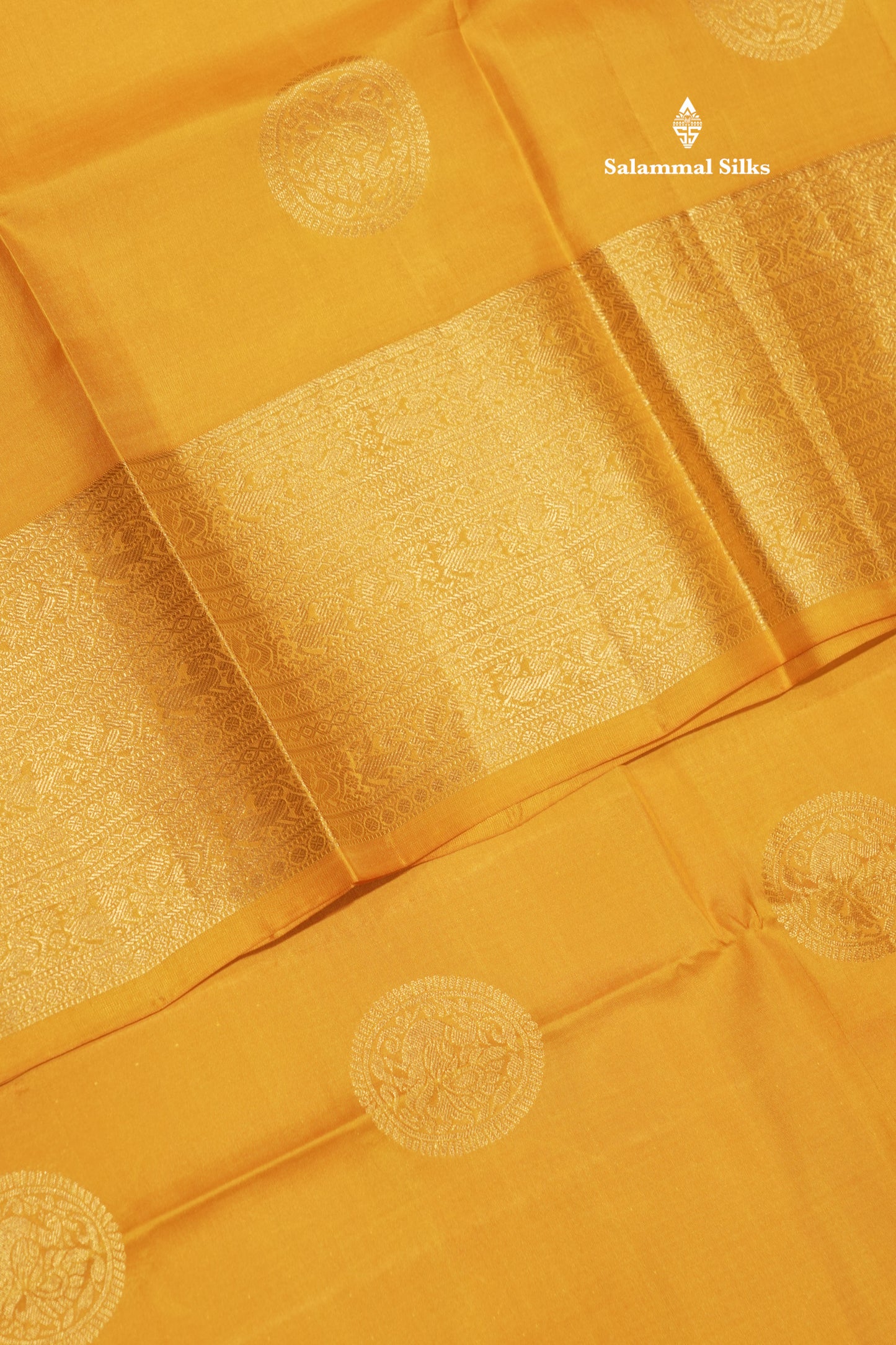 Mustard Yellow Colour Pure Kanjivaram Silk Saree With Traditional Gold Zari Border