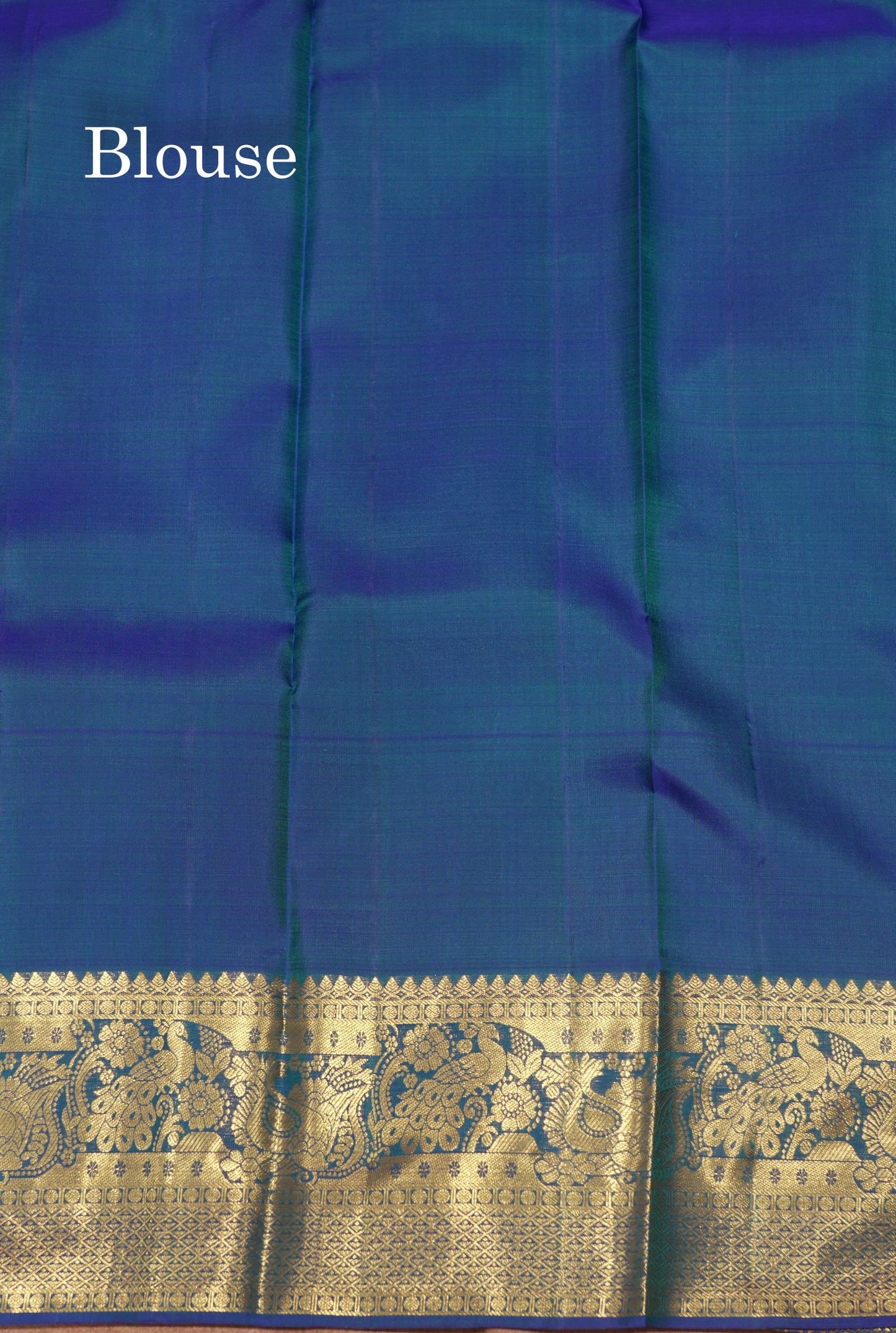 Peacock Blue Colour Pure Kanjivaram Silk Saree With Gold Zari Border