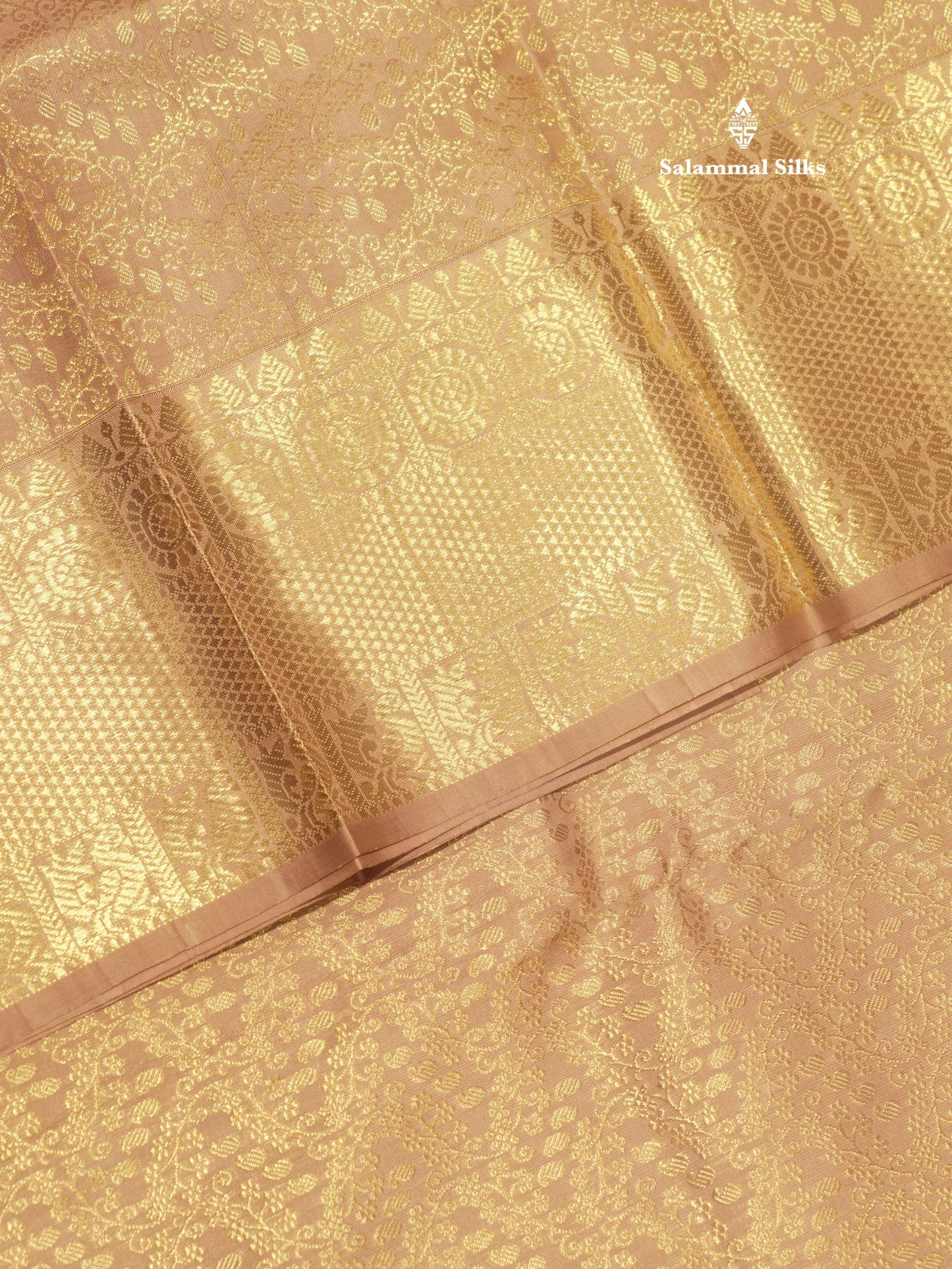 Sandal Colour Pure Kanjivaram Silk Saree With Gold Zari Border