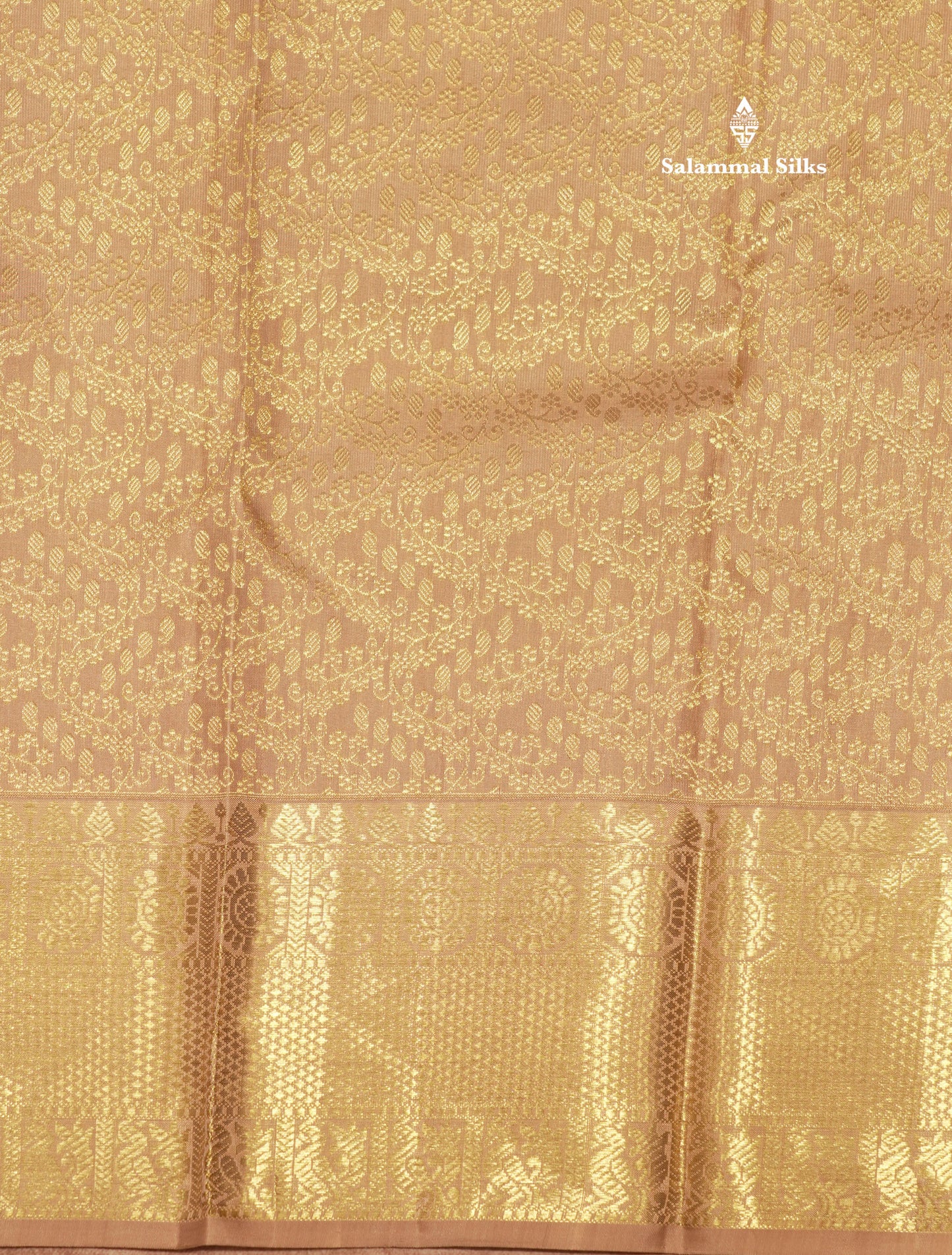 Sandal Colour Pure Kanjivaram Silk Saree With Gold Zari Border