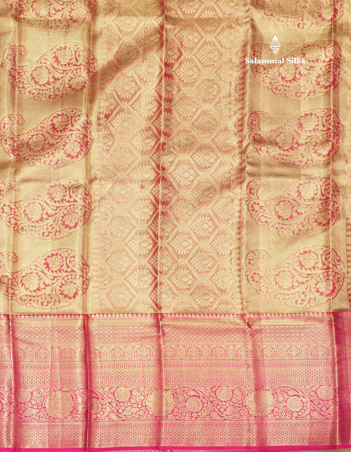 Light Lavender Colour Pure Kanjivaram Silk Saree With Contrast Long Pink Border