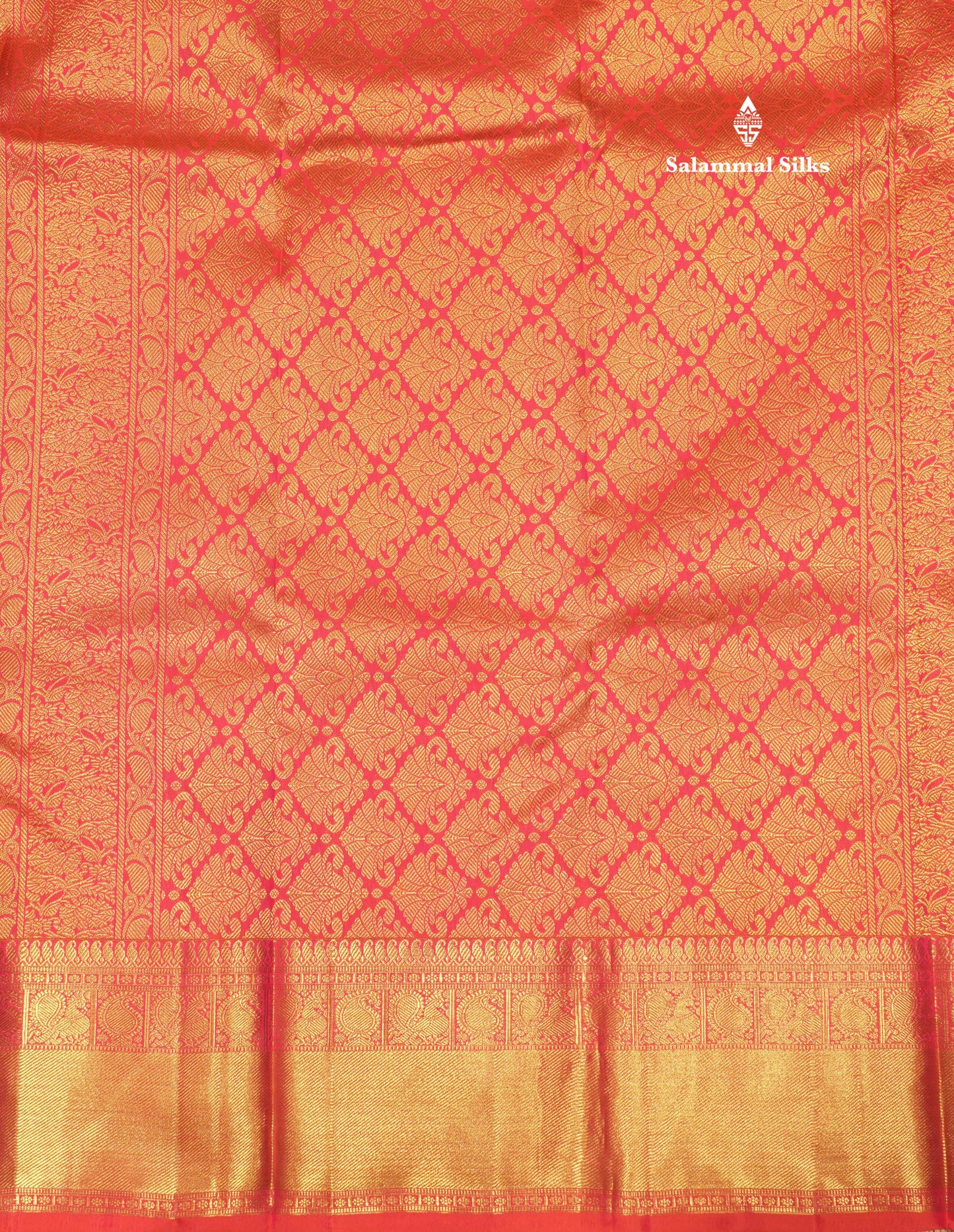 Pinkish Orange Colour Pure Kanjivaram Silk Saree With Traditional Gold Zari Border