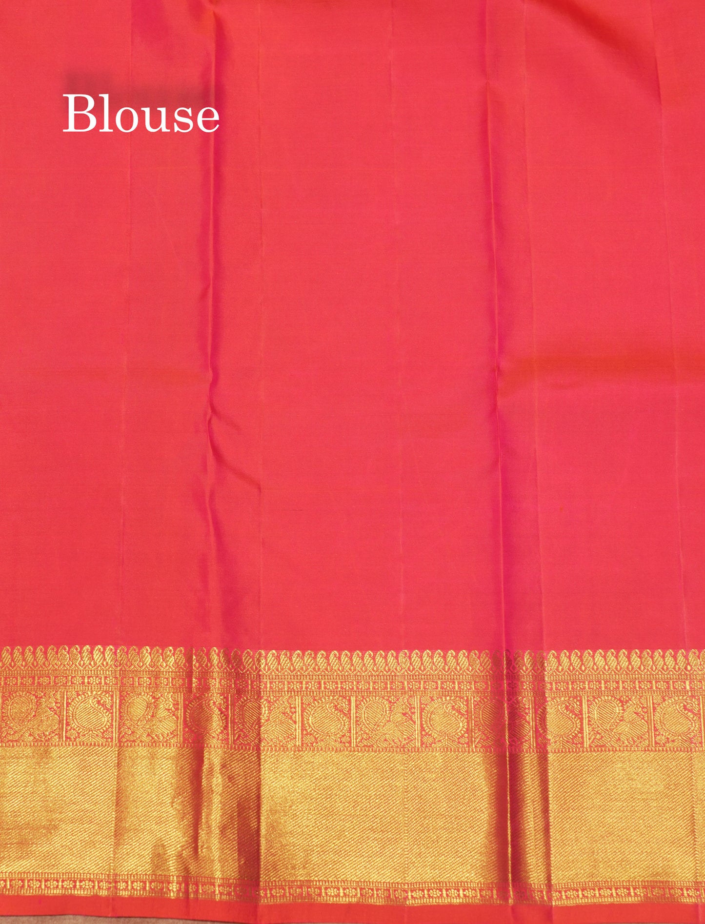 Pinkish Orange Colour Pure Kanjivaram Silk Saree With Traditional Gold Zari Border