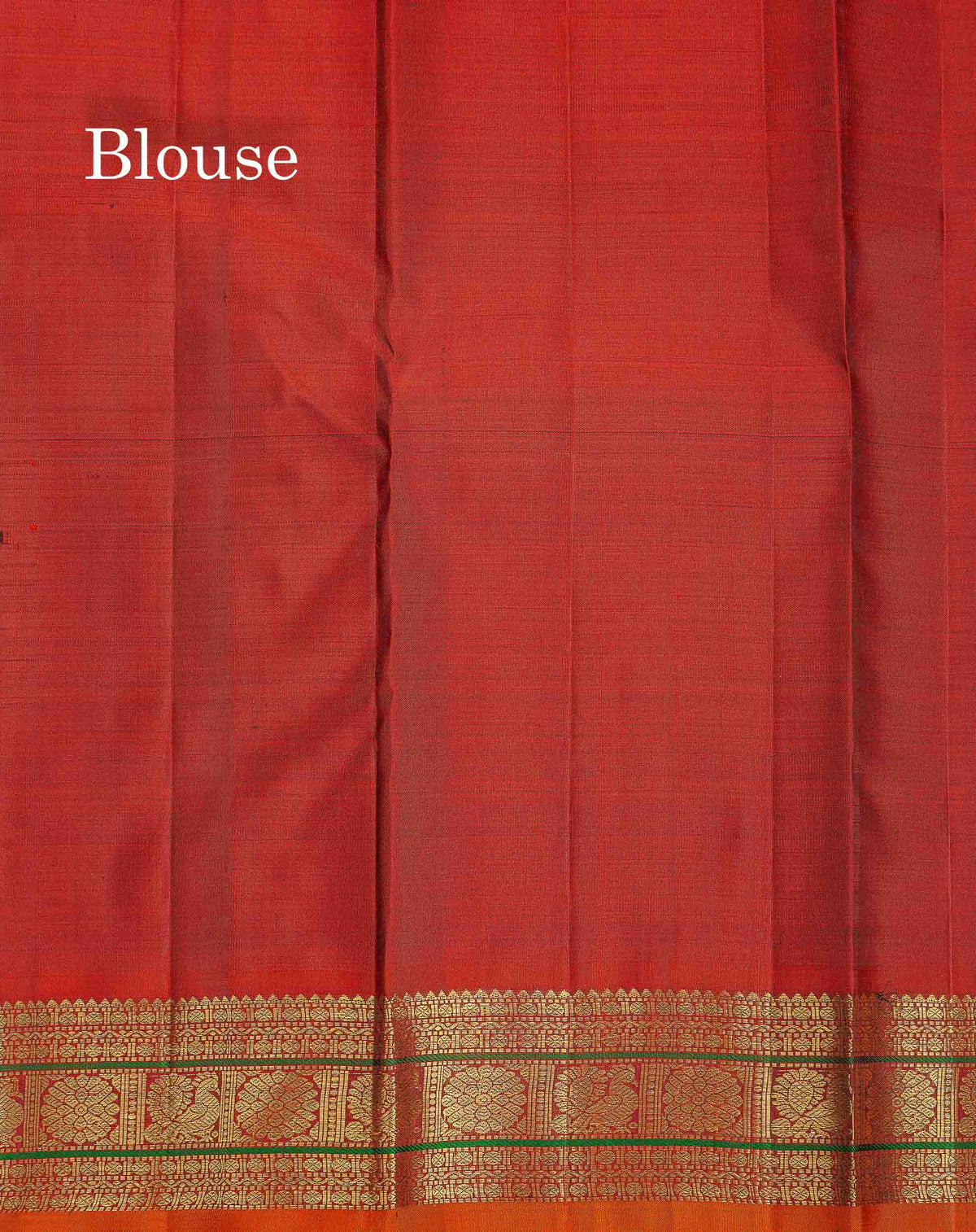 Pure Kanjivaram Silk Saree - Dual Tone Navy Blue Colour Body With Rust Orange Traditional Border