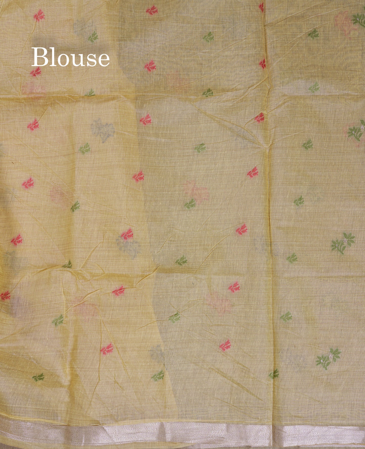 Beautiful Light Yellow Thread Work Butta Muga Cotton Saree With Blouse