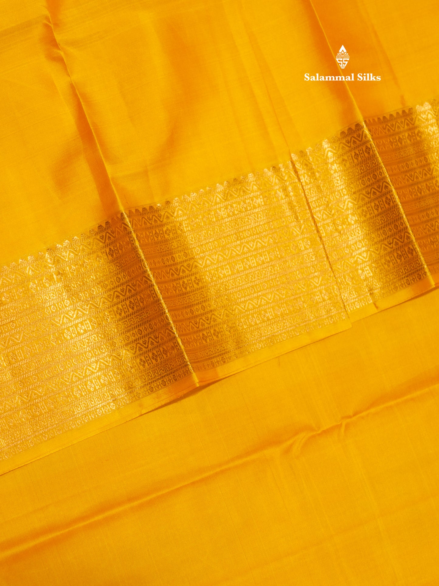 Mustard Yellow Colour Plain Pure Kanjivaram Silk Saree With Gold Zari Border