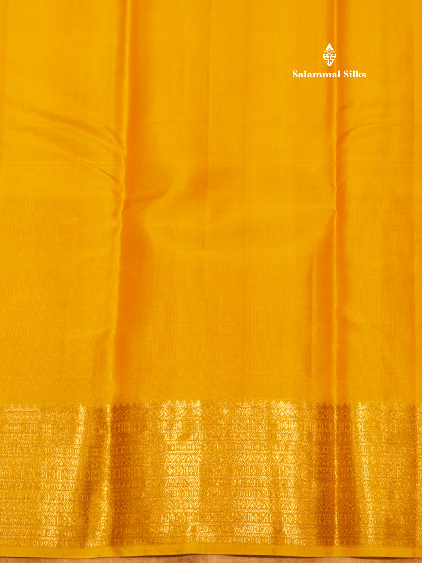 Mustard Yellow Colour Plain Pure Kanjivaram Silk Saree With Gold Zari Border