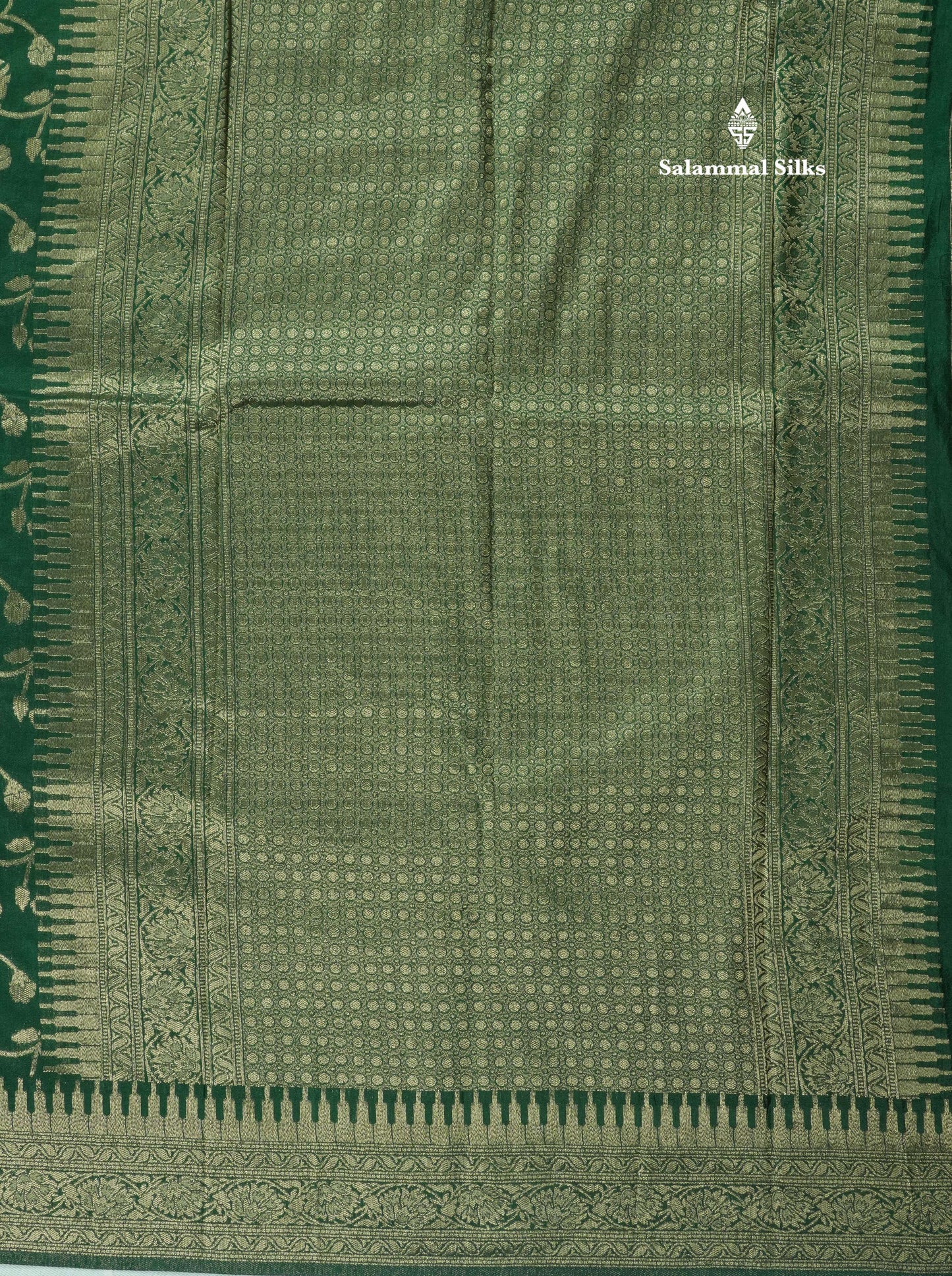 Bottle Green Semi Georgette Saree With Fancy Self Border