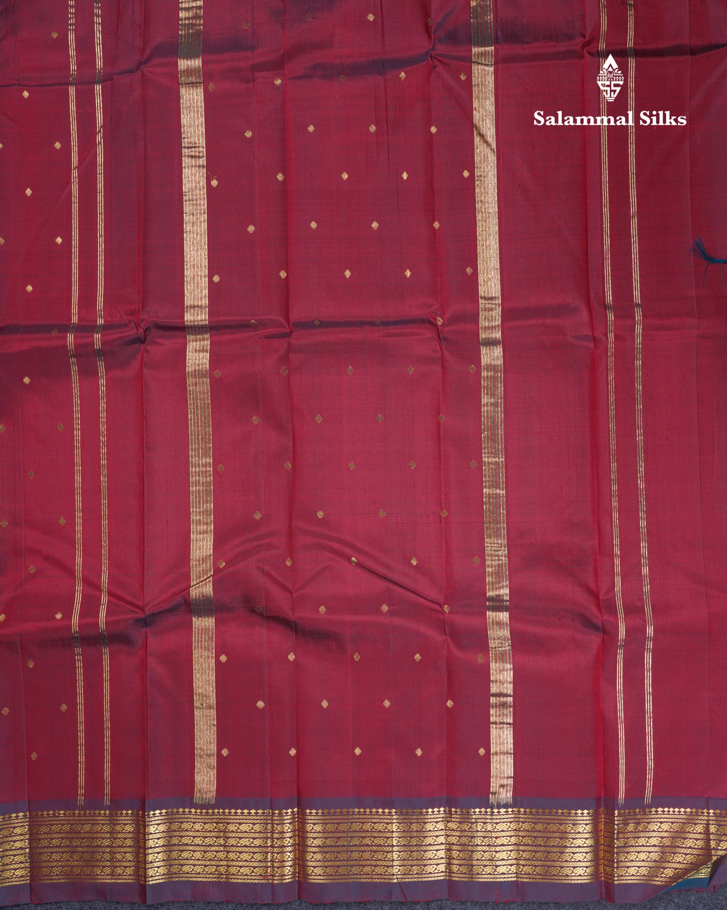 Beautiful Dark Maroon Pure Kanjivaram Silk Saree With One Side Traditional Border