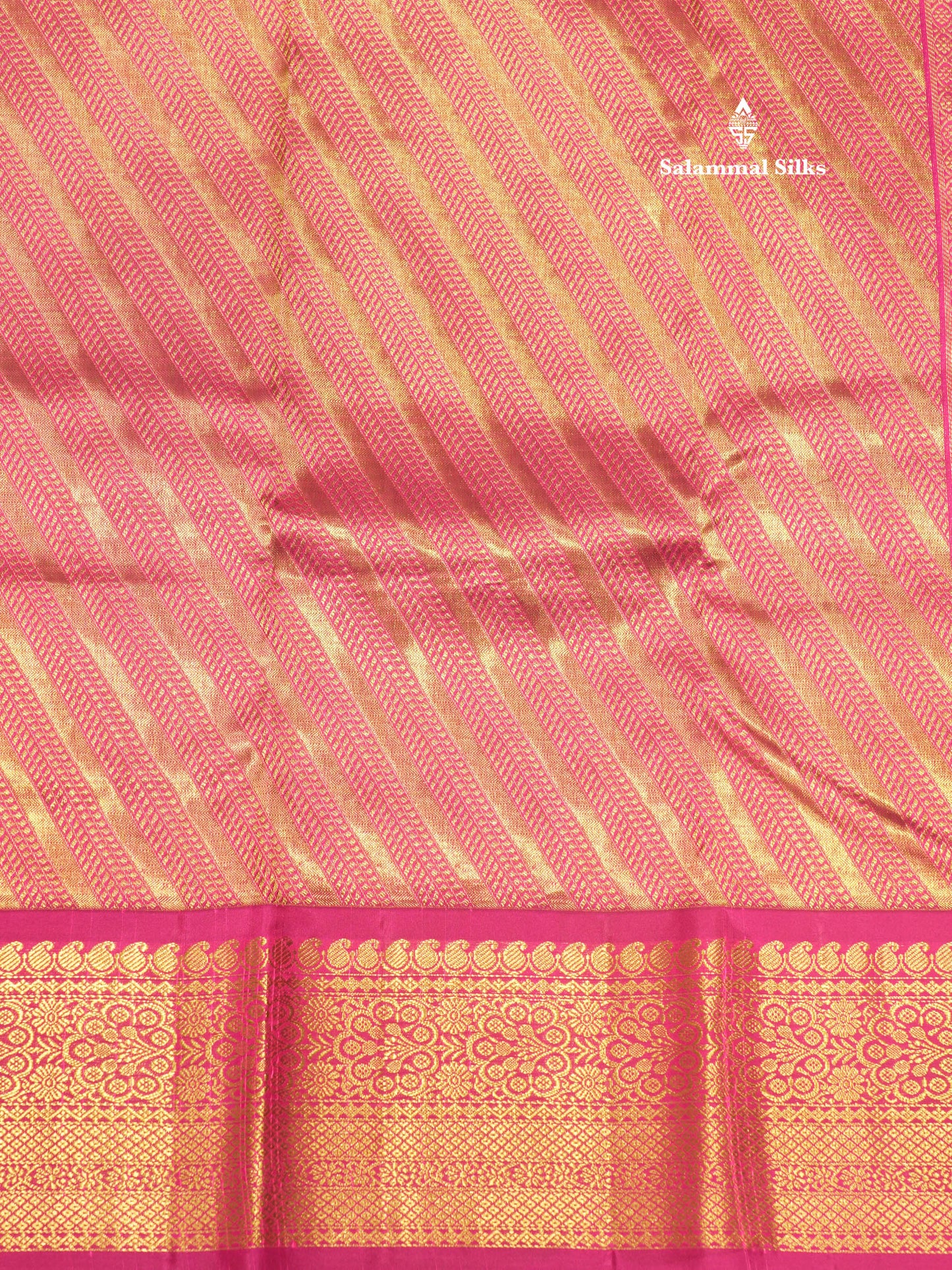 Saffire Green Colour Pure Kanjivaram Silk Saree With Contrast Magenta Border