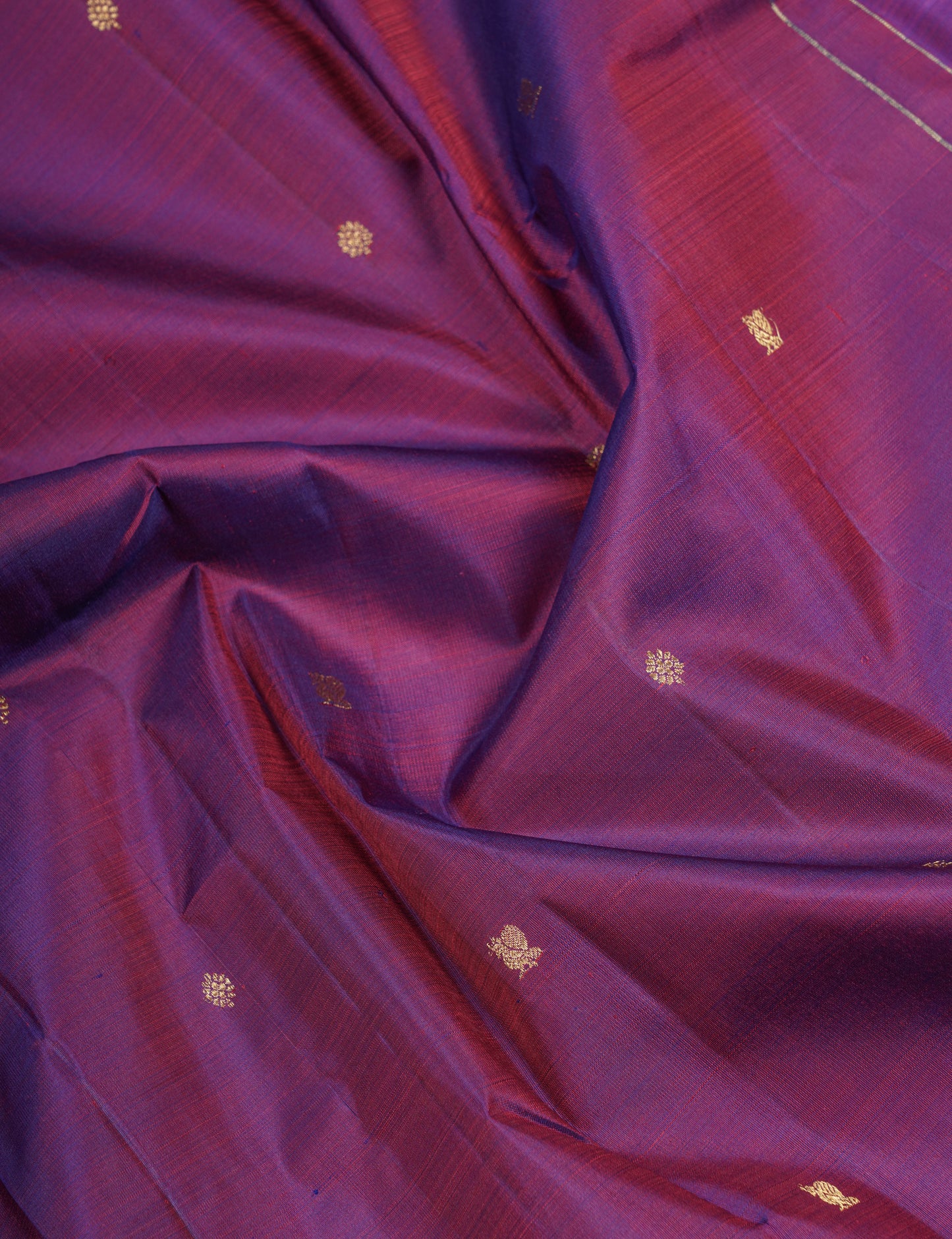 Dual Tone Purple Pure Kanjivaram Silk Saree With Contrast Pink Traditional Border
