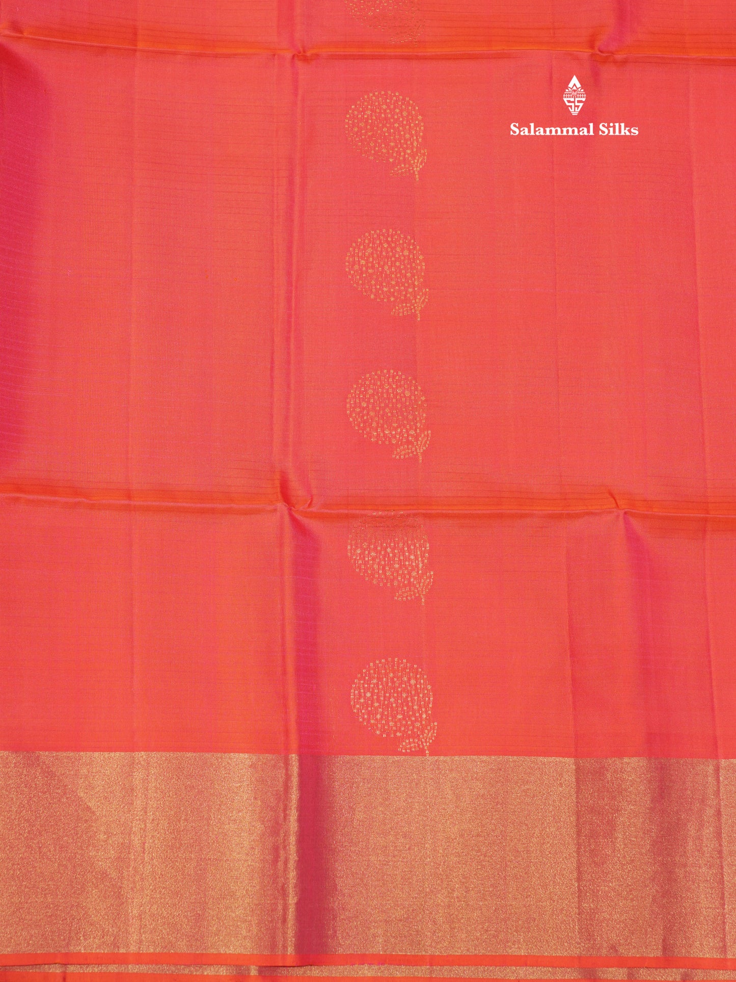Pinkish Orange Colour Pure Kanjivaram Soft Silk Saree With Copper Zari Border