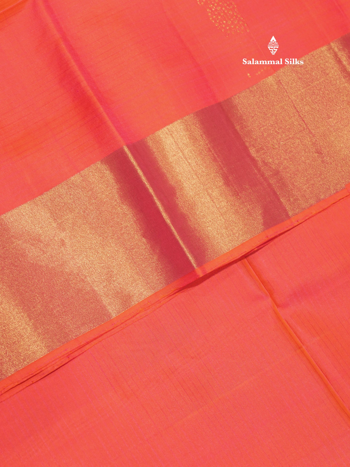 Pinkish Orange Colour Pure Kanjivaram Soft Silk Saree With Copper Zari Border