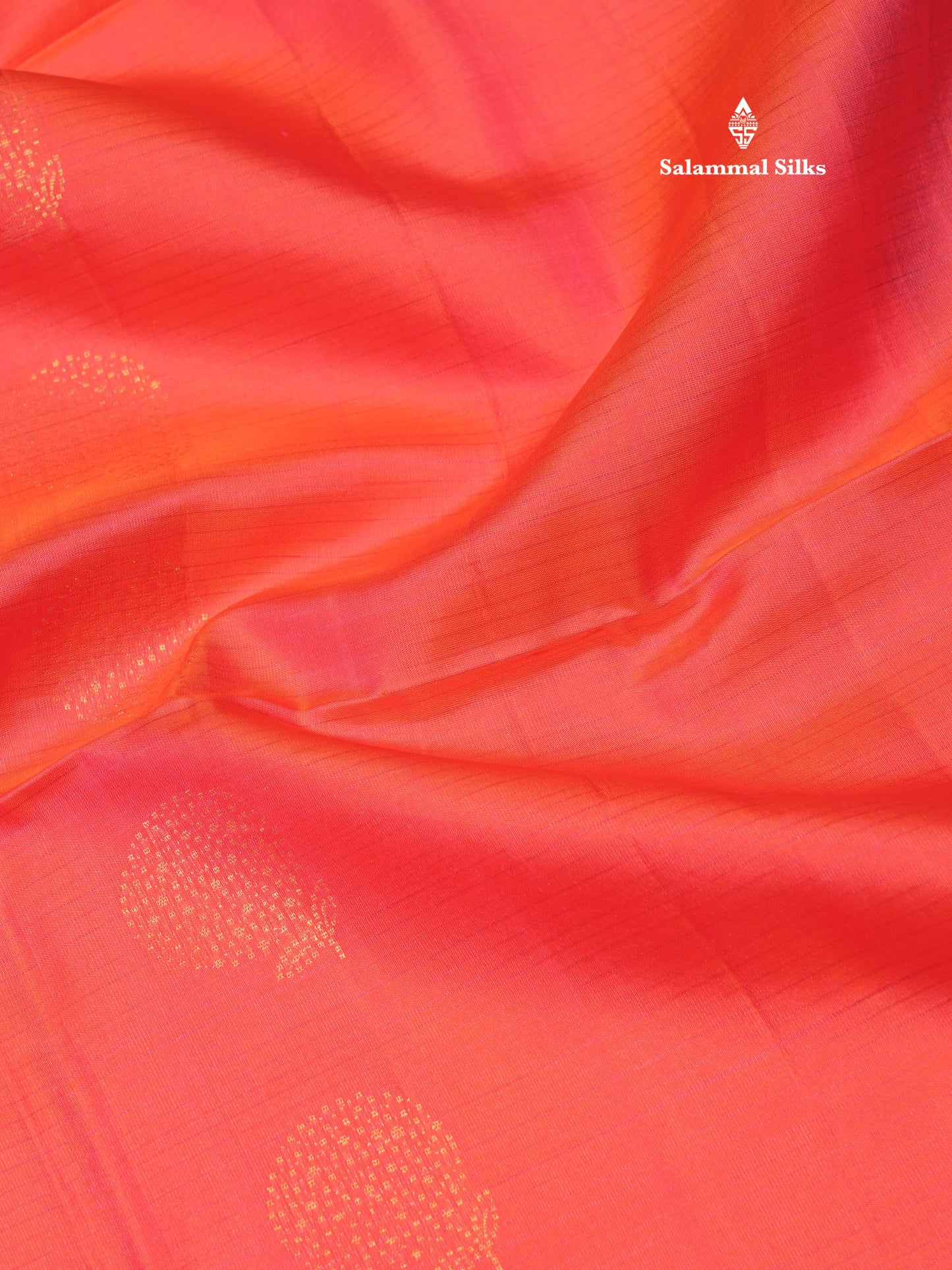 Pinkish Orange Colour Pure Kanjivaram Soft Silk Saree With Copper Zari Border