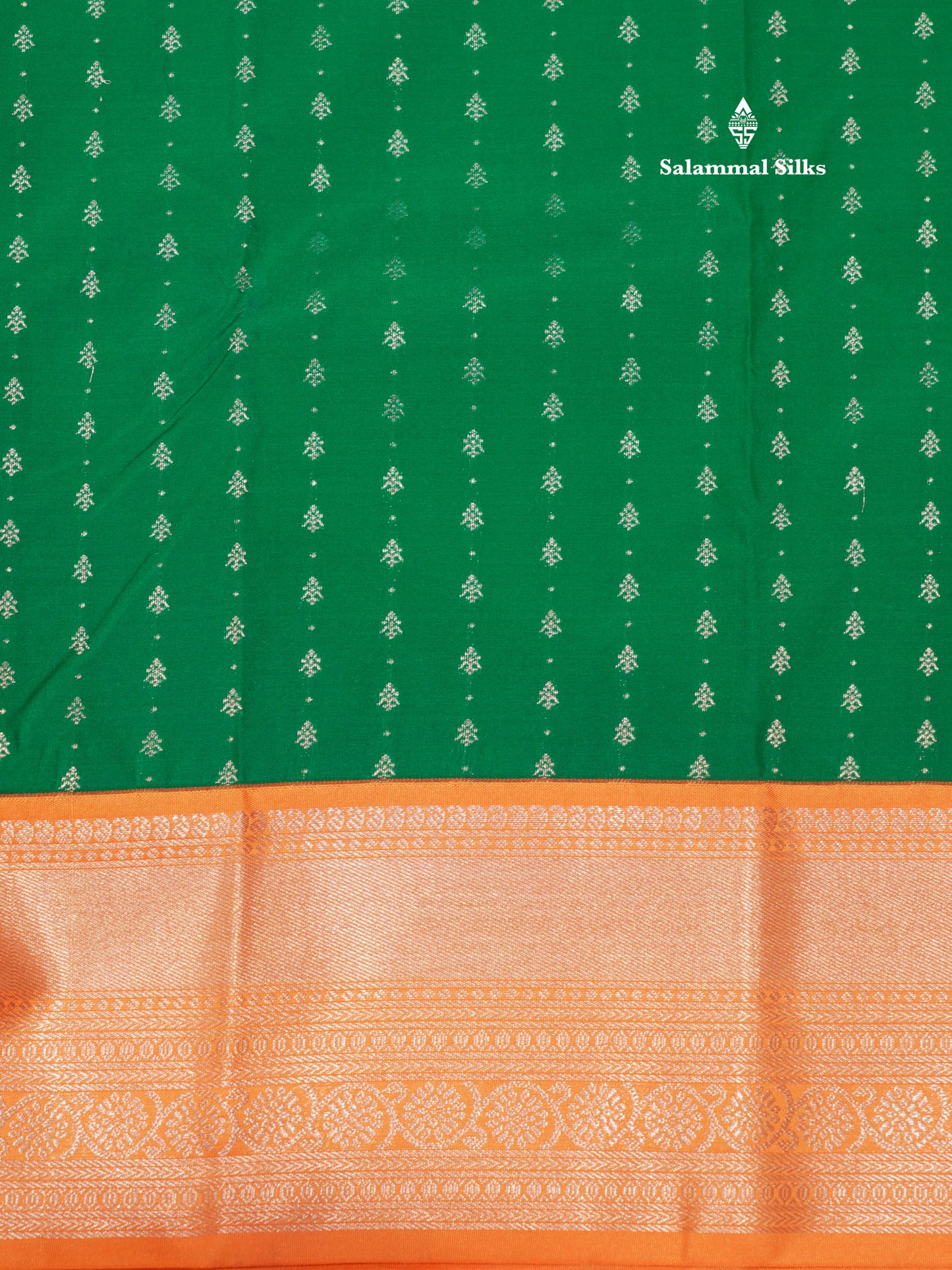 Saffire Green Colour Semi Silk Saree With Contrast Peach Border