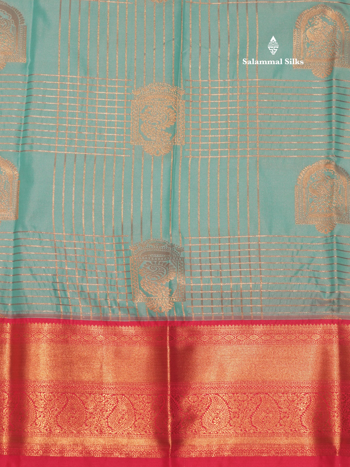 Ice Blue Colour Semi Silk Saree With Contrast Pink Border