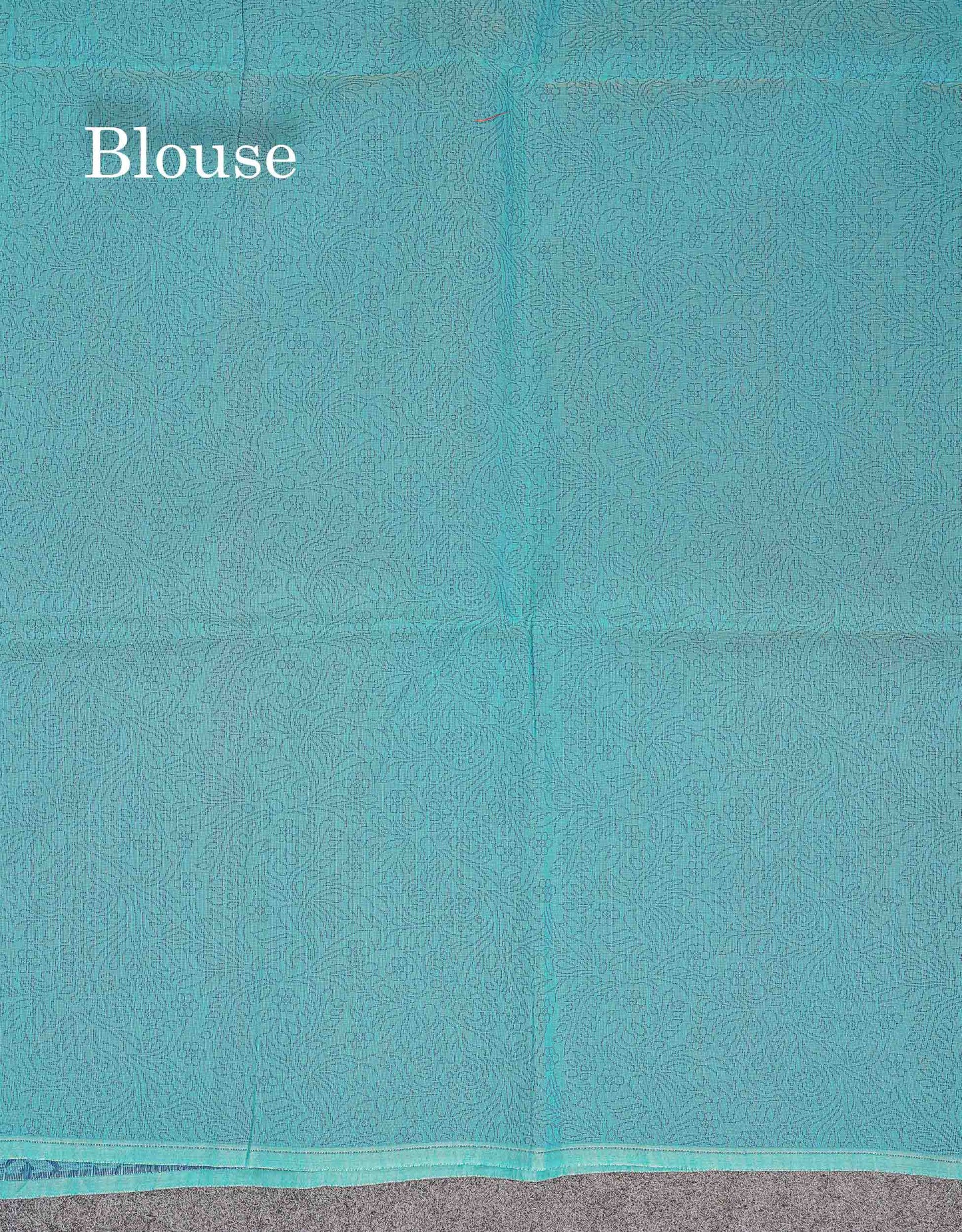 Beautiful Sapphire Blue Fancy Kora Cotton Saree With Blouse