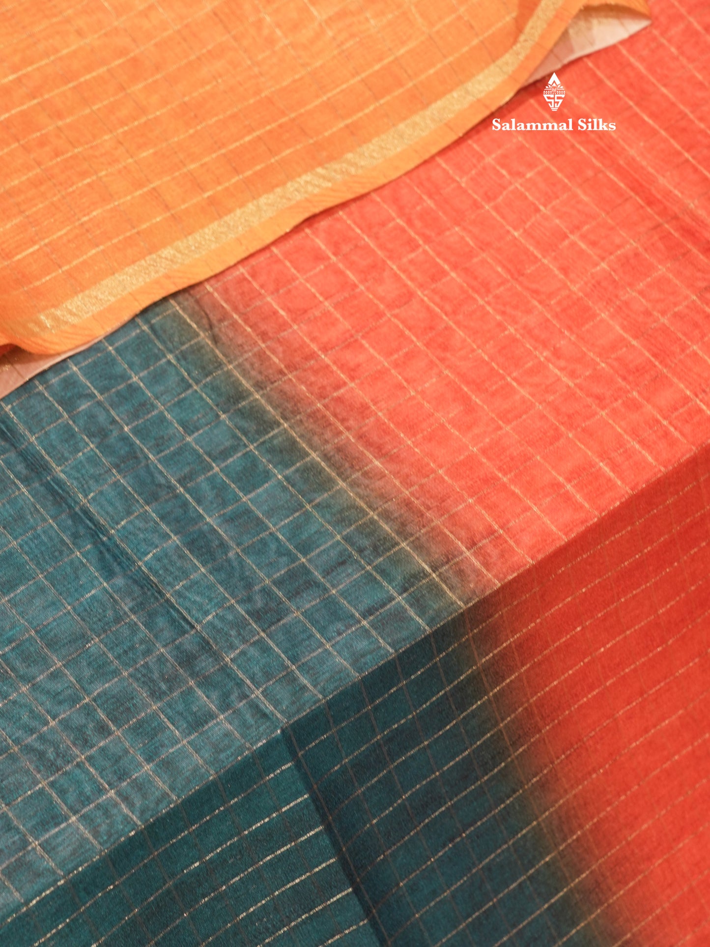 Fancy Cotton Mix Saree MultiColour Body Checks With Floral Kalamkari Blouse