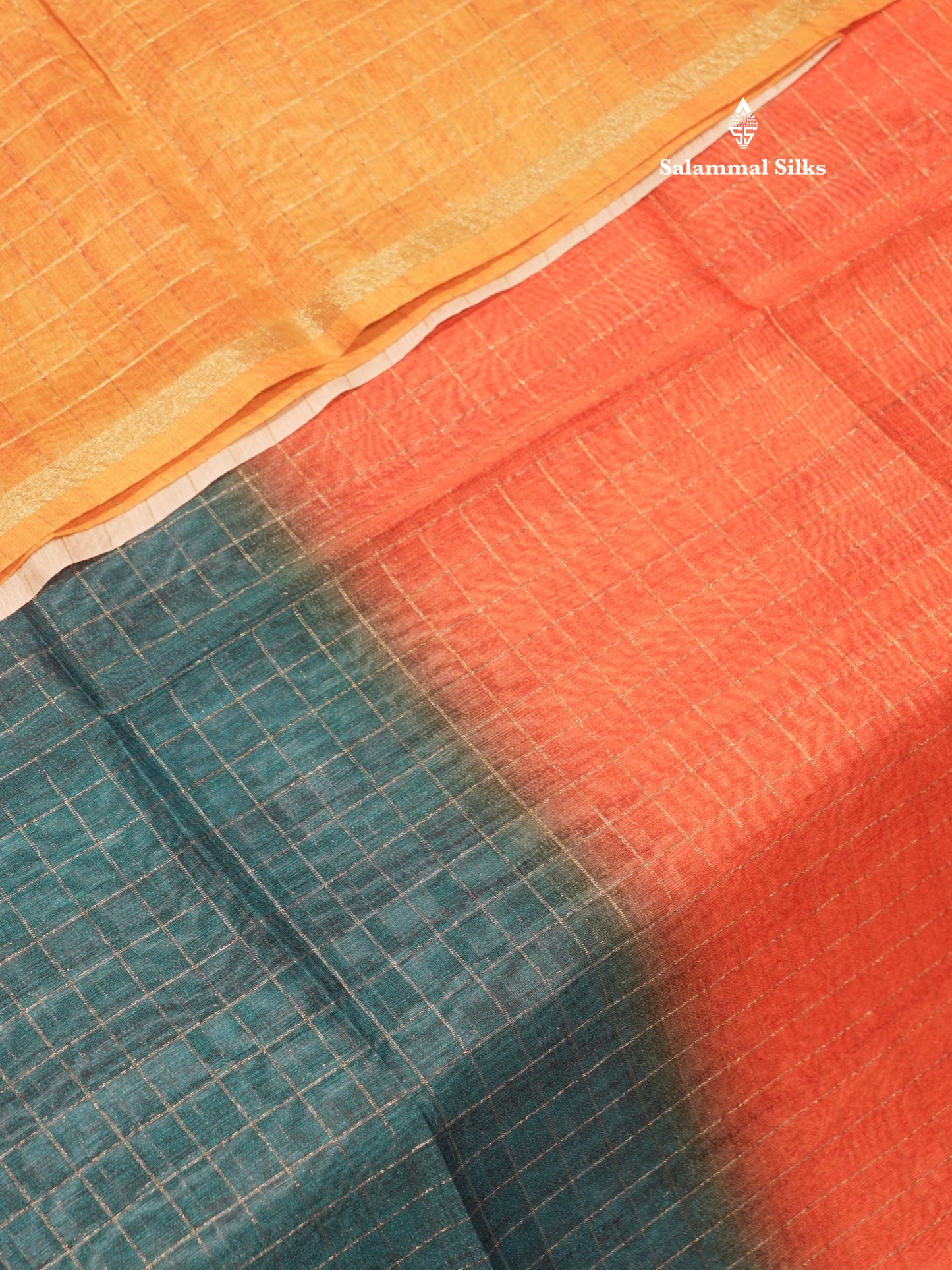 Fancy Cotton Mix Saree MultiColour Body Checks With Floral Kalamkari Blouse