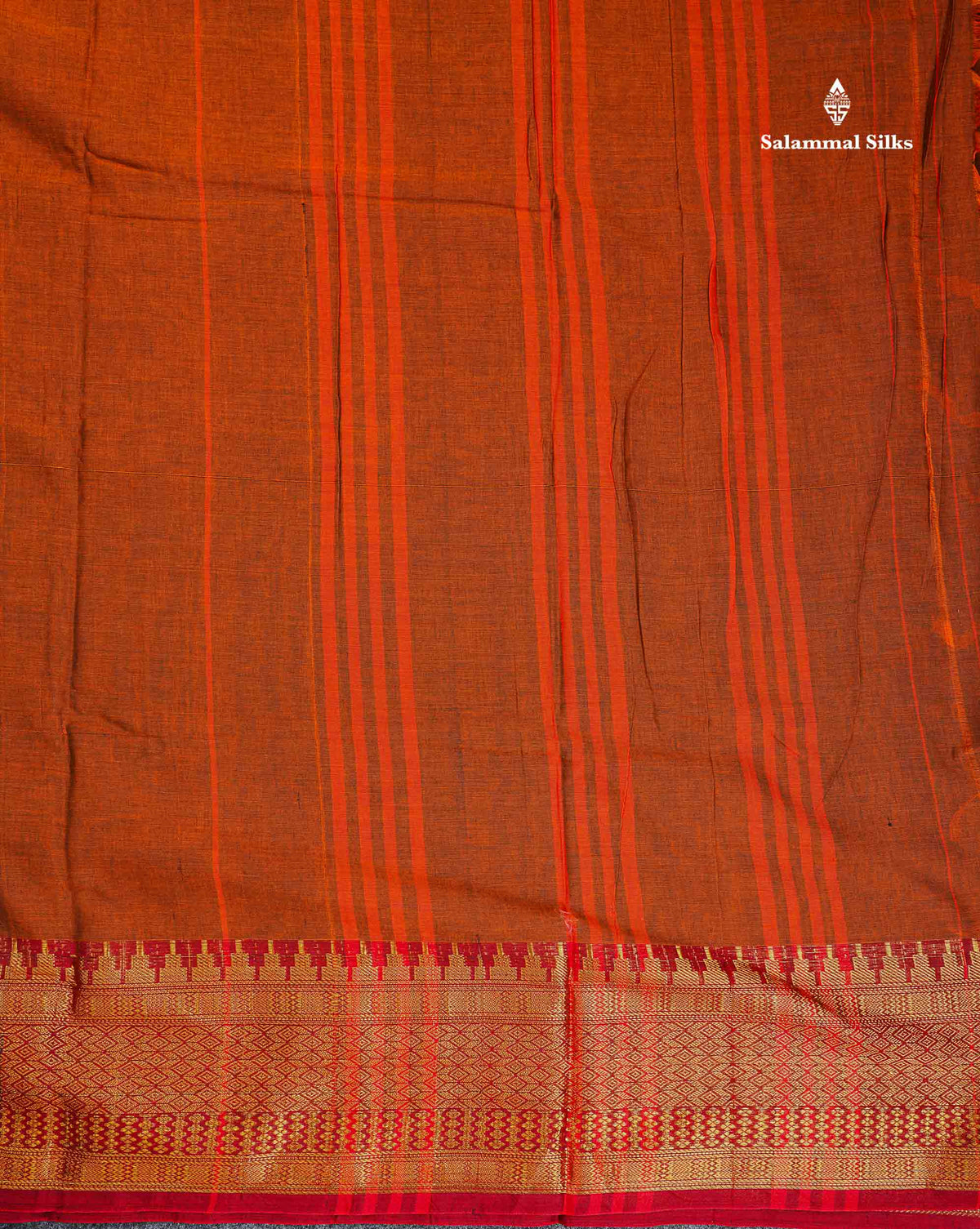 9 Yards Beautiful olive Brown Pure Cotton Saree With Gold Zari Border