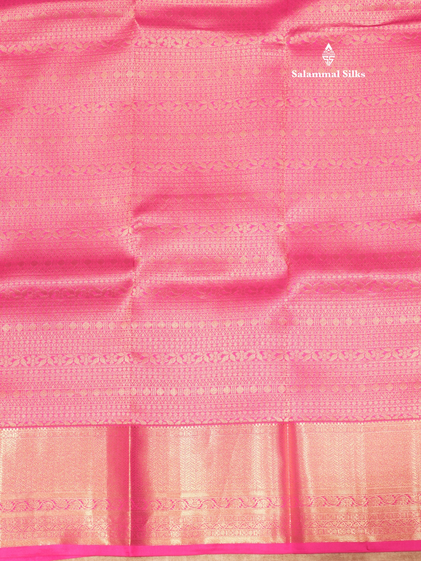 Magenta Pink Colour Pure Kanjivaram Silk Saree With Gold Zari Border