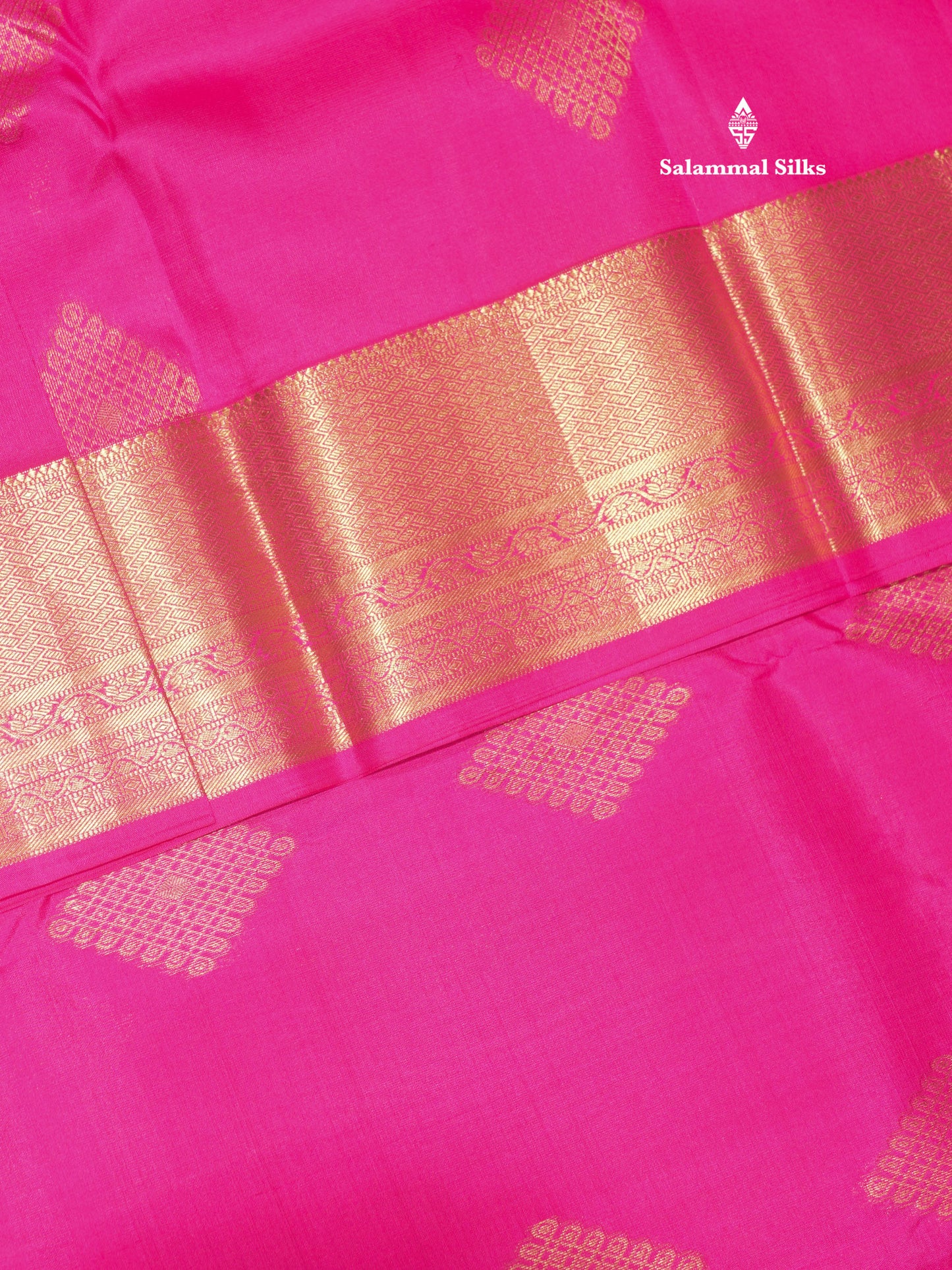 Magenta Pink Colour Pure Kanjivaram Silk Saree With Gold Zari Border