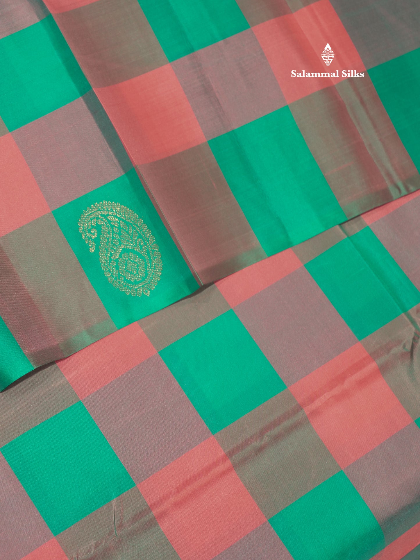 Pure Kanjivaram Palum Pazham Checks Silk Saree With Violet Blouse