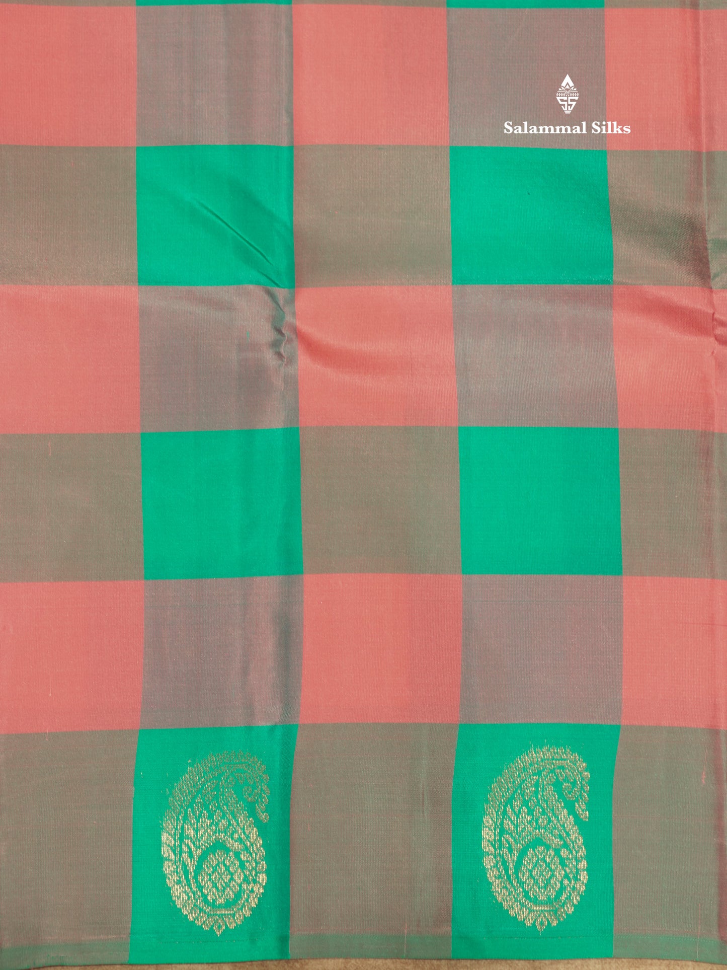 Pure Kanjivaram Palum Pazham Checks Silk Saree With Violet Blouse
