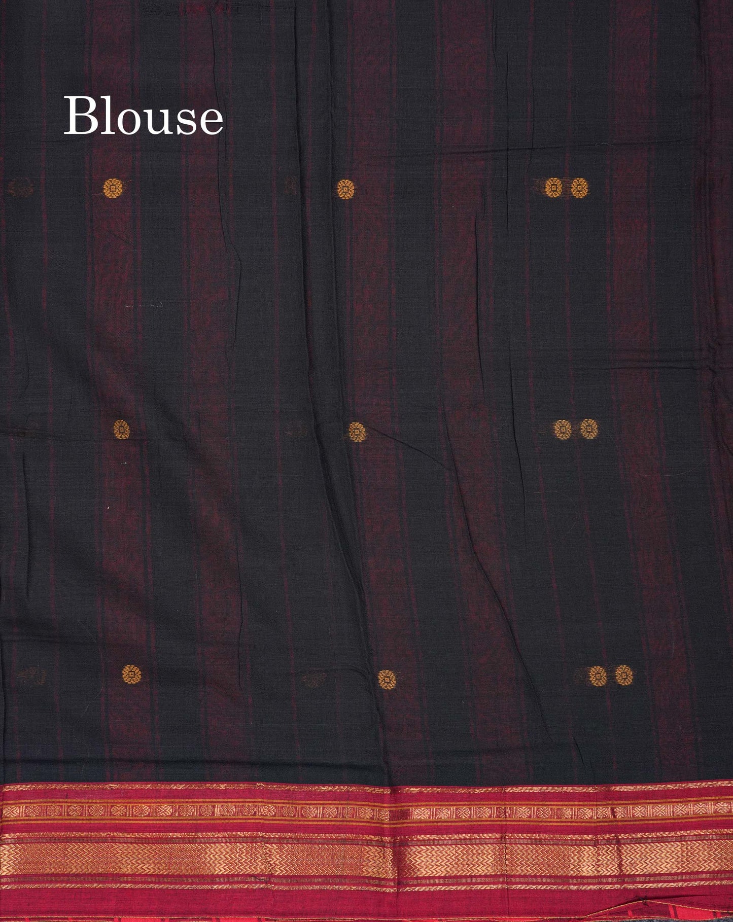 Beautiful Black Thread Work Butta Pure Cotton Saree With Contrast Maroon Traditional Border