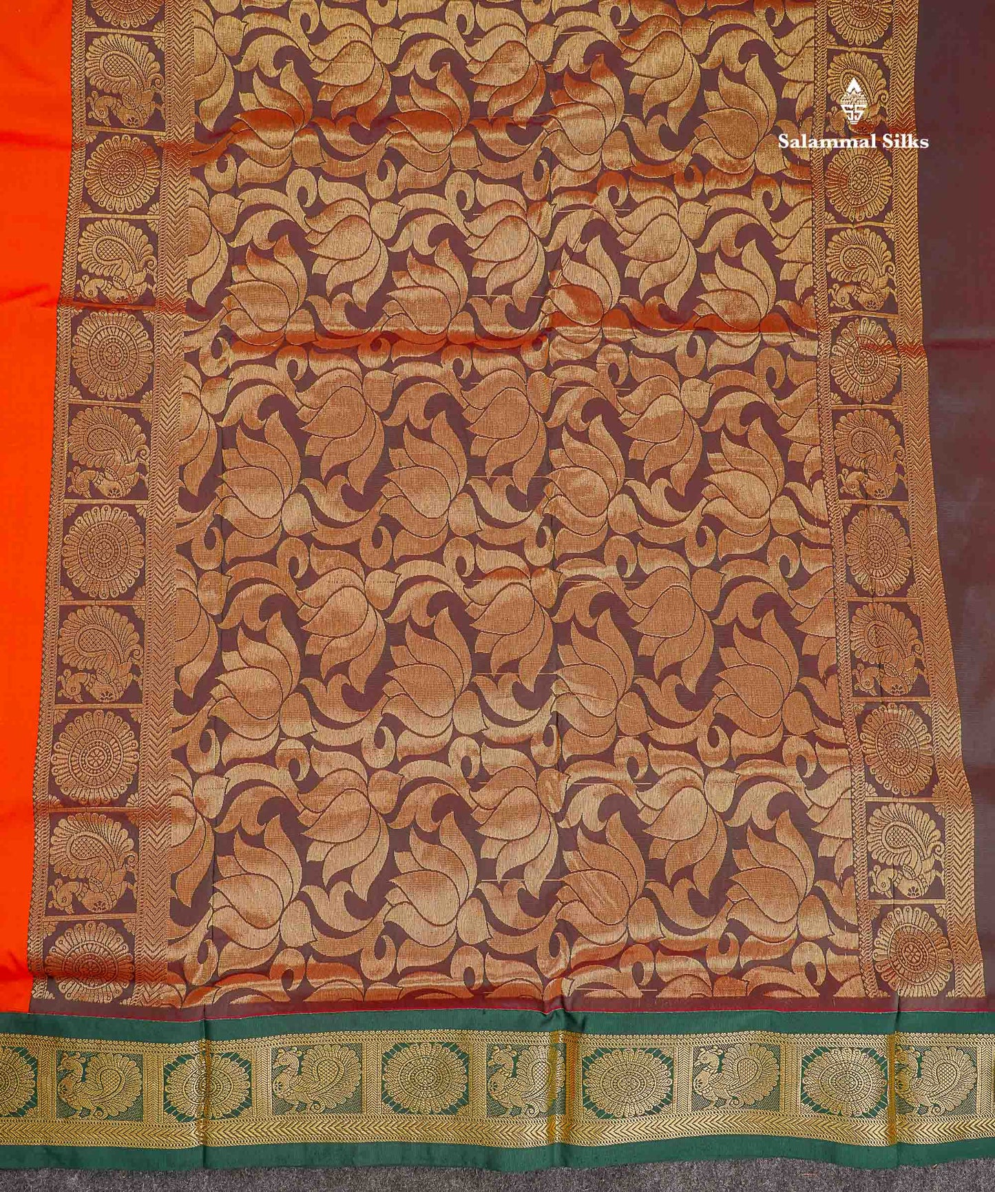 Semi Silk Saree - Green Colour Body Zari Butta With Contrast Pink Traditional Border | 10.5 Yards