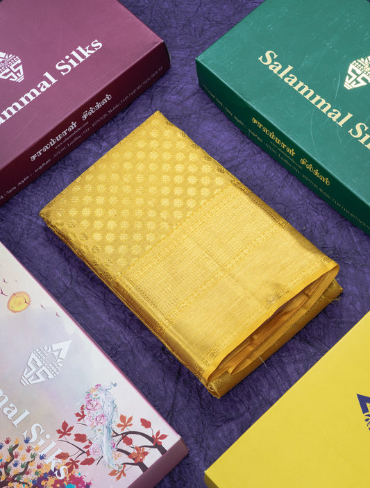Gold Tissue Bridal Pure Kanjivaram Silk Saree With Traditional Border