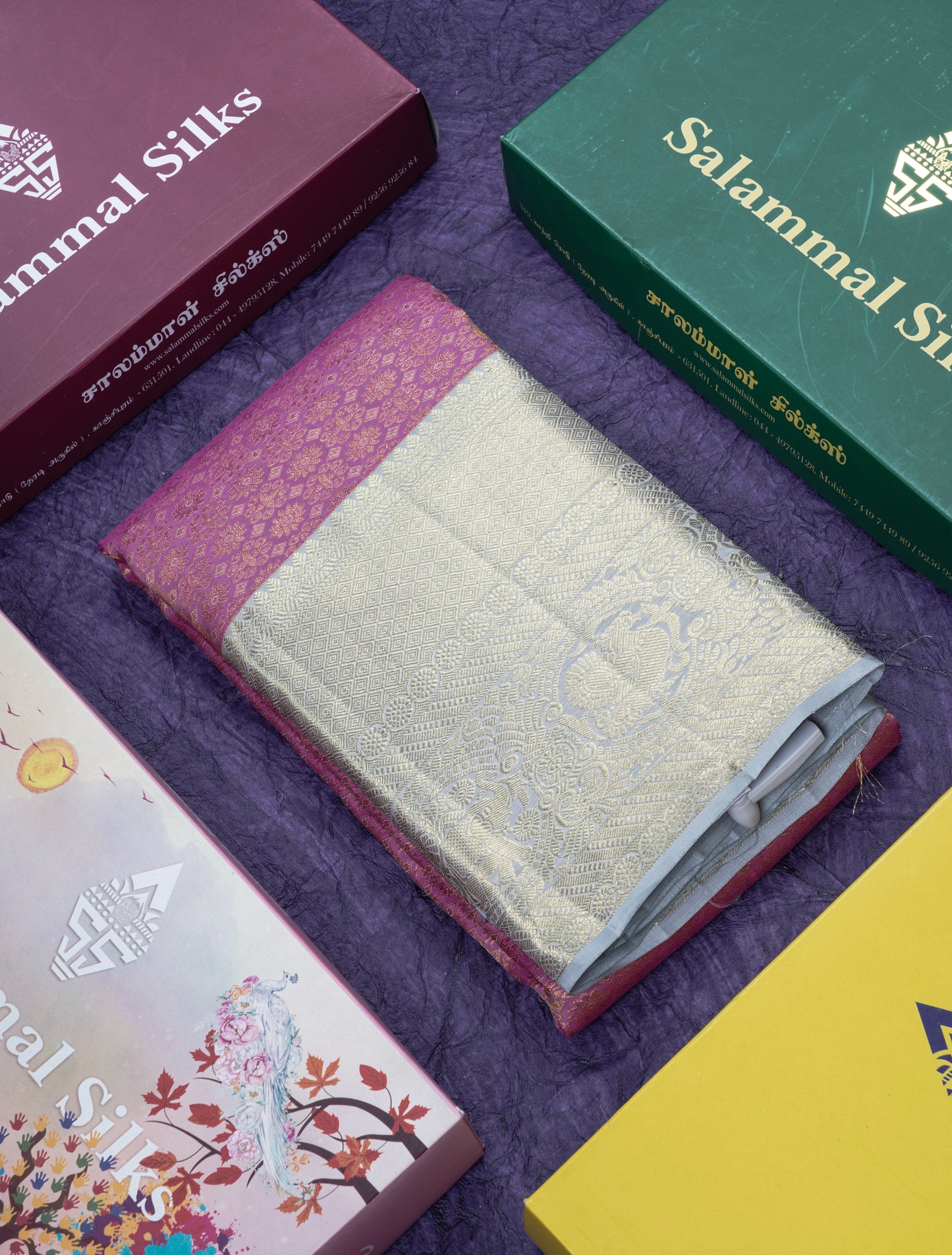 Light Pink Bridal Pure Kanjivaram Silk Saree With Contrast Grey Border