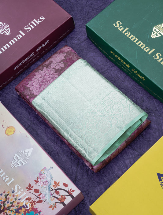 Pinkish Brown Colour Pure Kanjivaram Fancy Silk Saree with Rexona Green Border