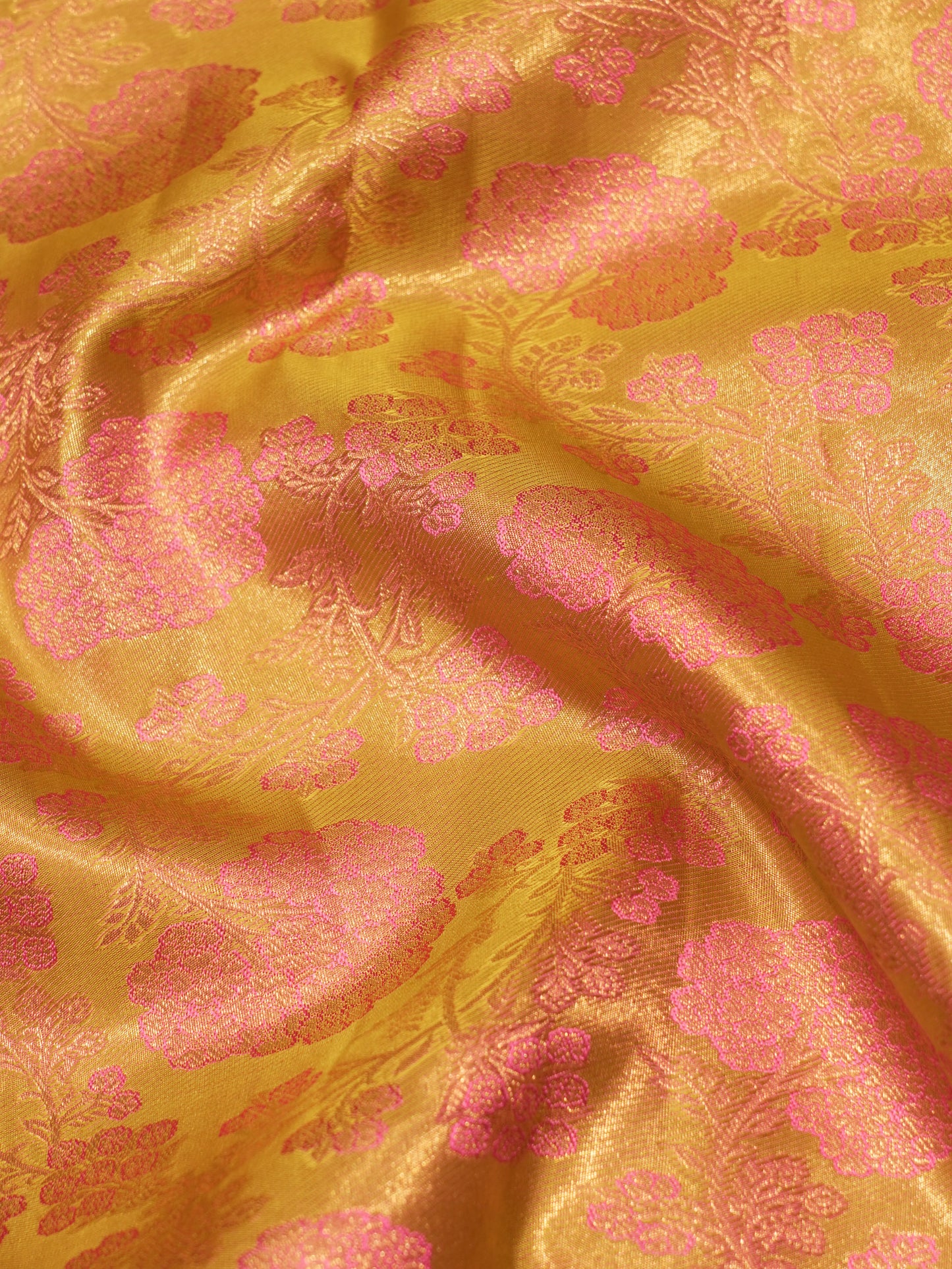 Kanjivaram Beautiful Manthulir Yellow Pure Silk Saree With Baby Pink Blouse