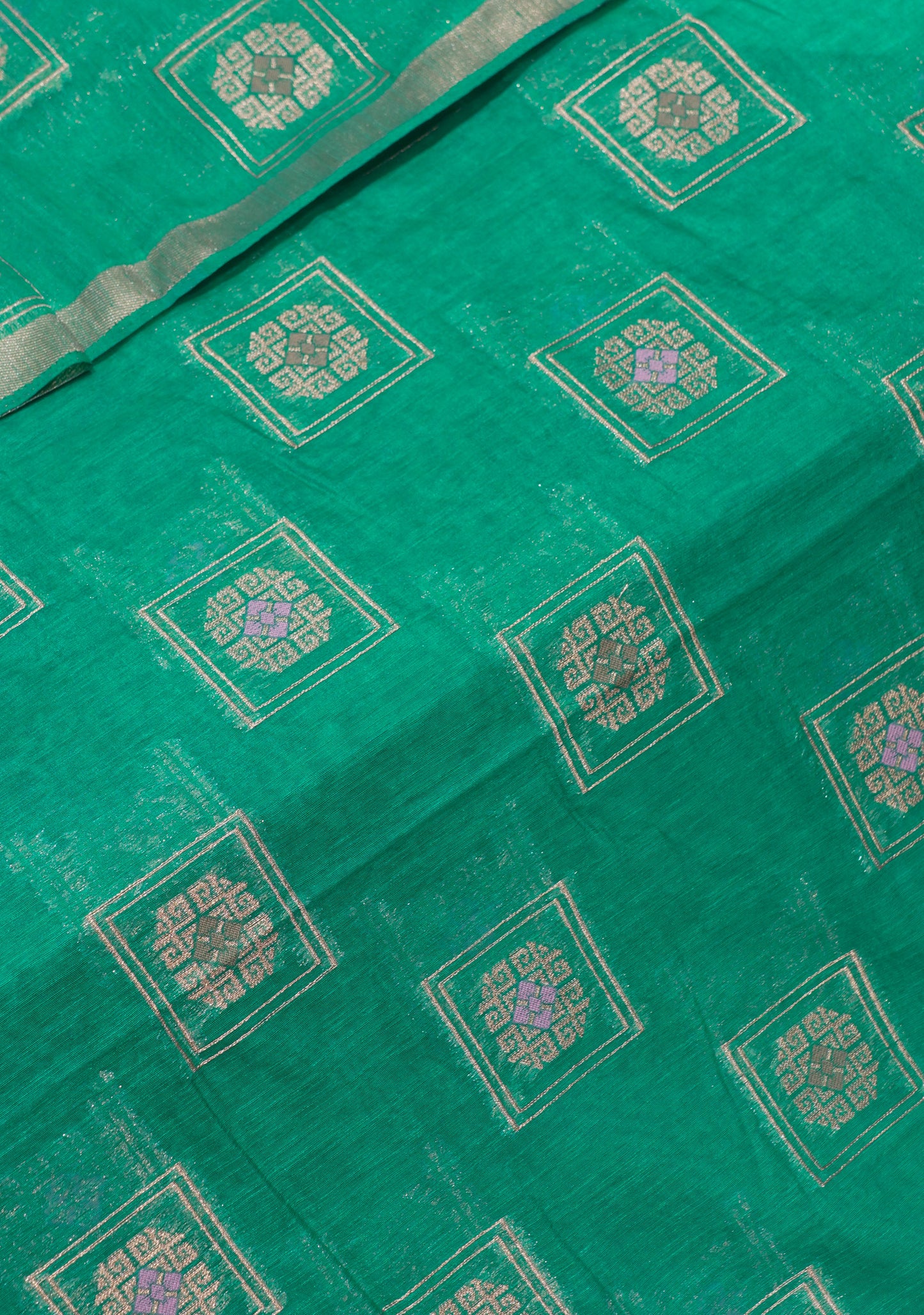 Bottle Green Meena Work Beautiful Malbari Linen Fancy Saree With Blouse
