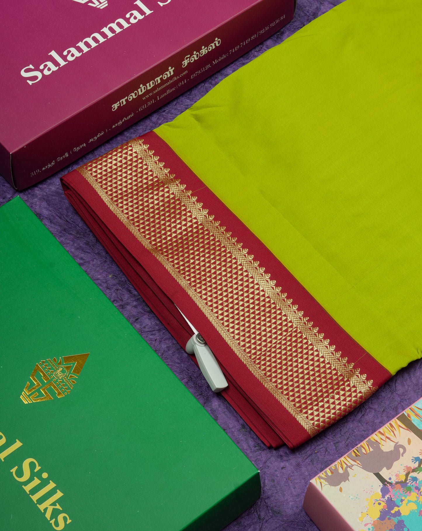 11 Yards Semi Silk Saree Beige with Contrast Maroon Border