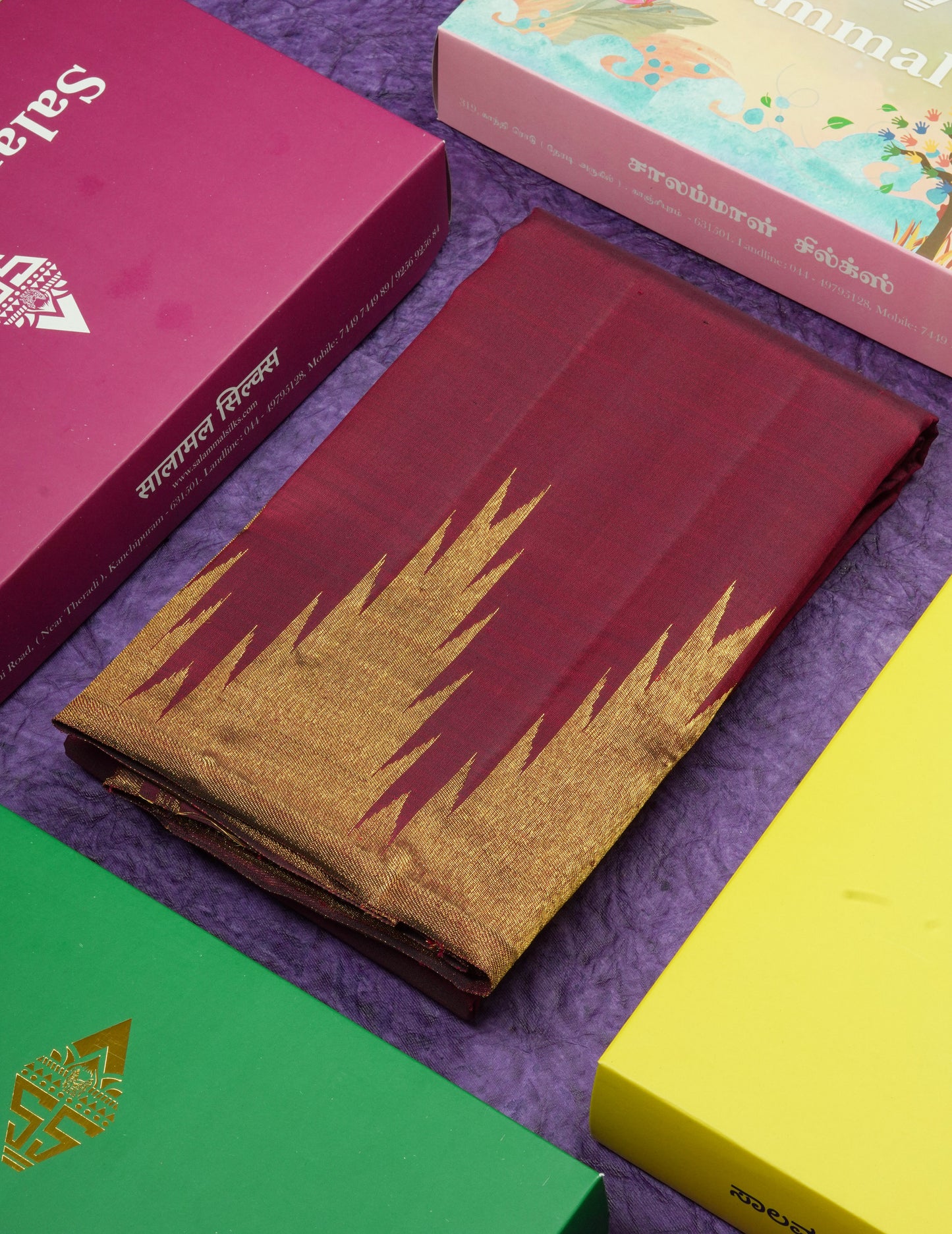8 Kol Vadamalli Pure Kanjivaram Silk Saree with Traditional Temple Border