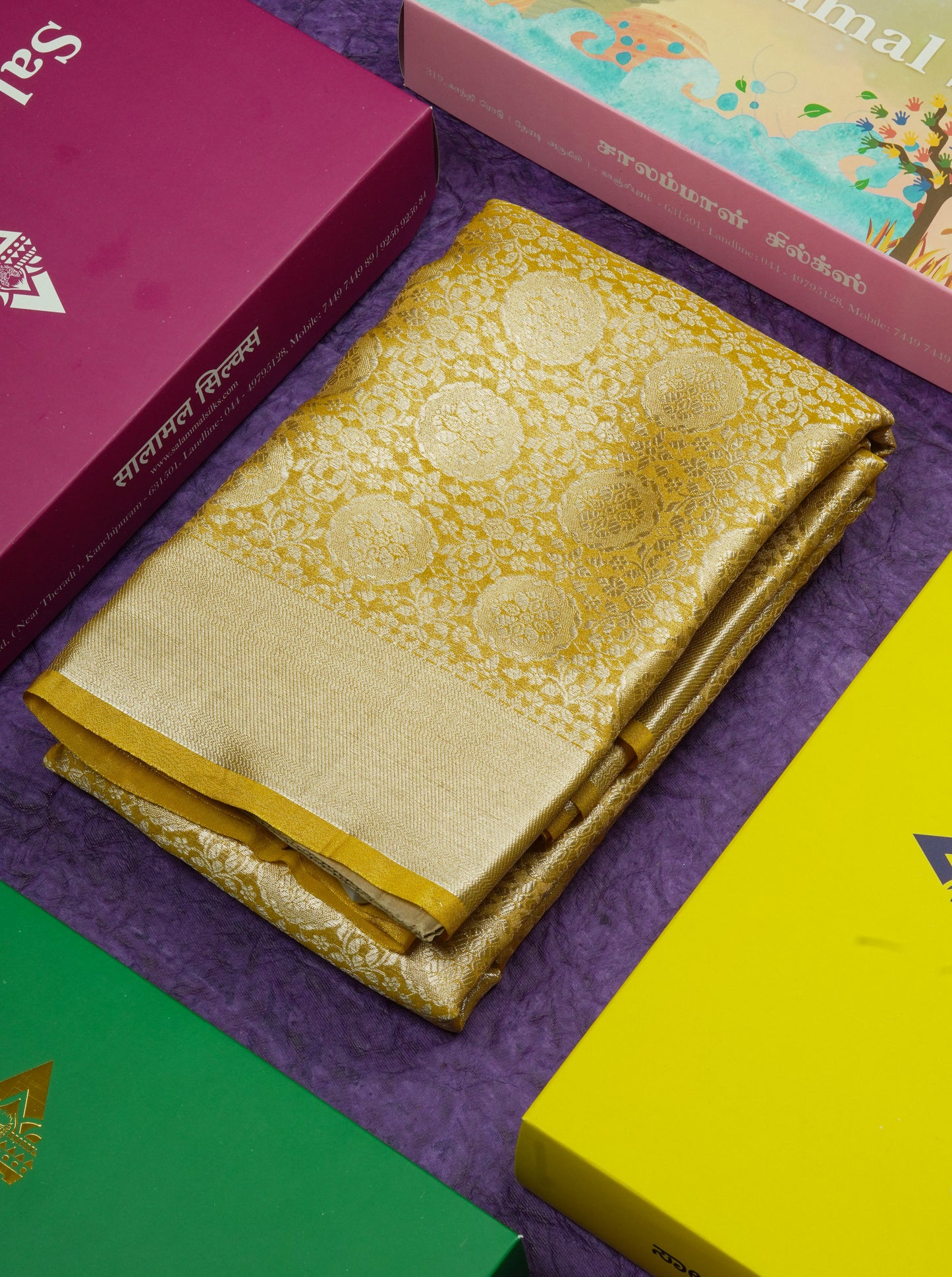 Beautiful Parrot Green Grand Tissue Banaras Fancy Saree With Self Border