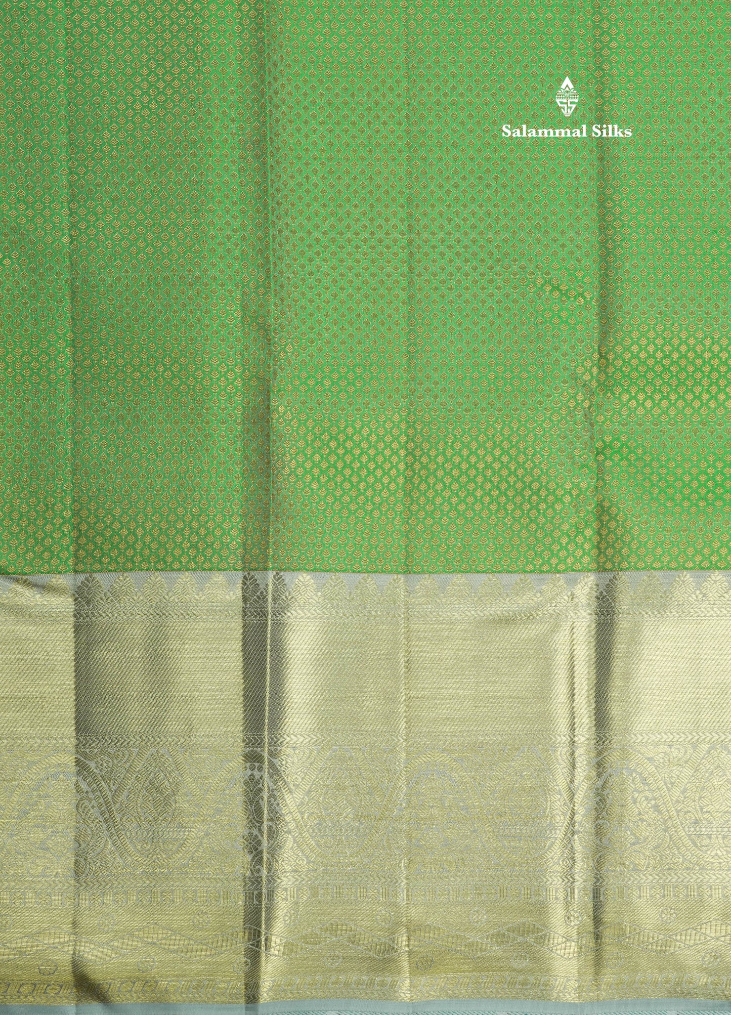 Grand Green Beautiful Bridal Pure Kanjivaram Silk Saree With Light Grey Evining Morning Border
