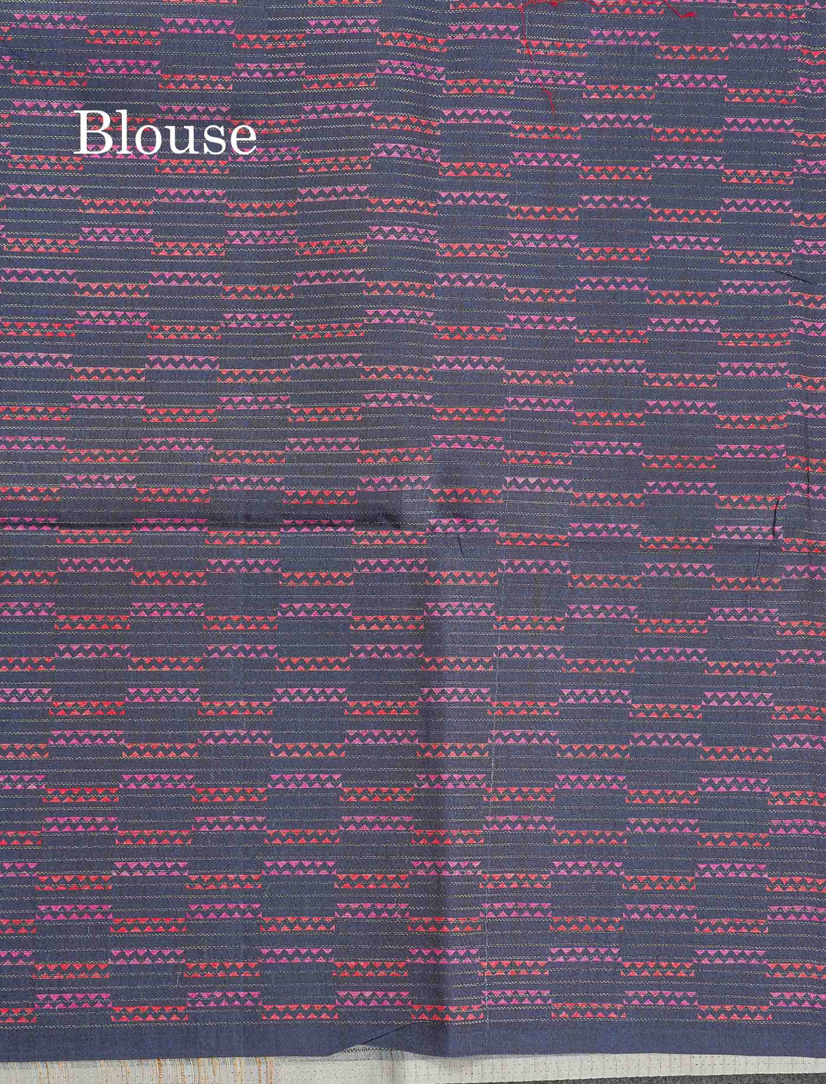 Semi Tussar Saree - MultiColour Body Small Checks With Zig Zag Design & Blueish Grey Blouse