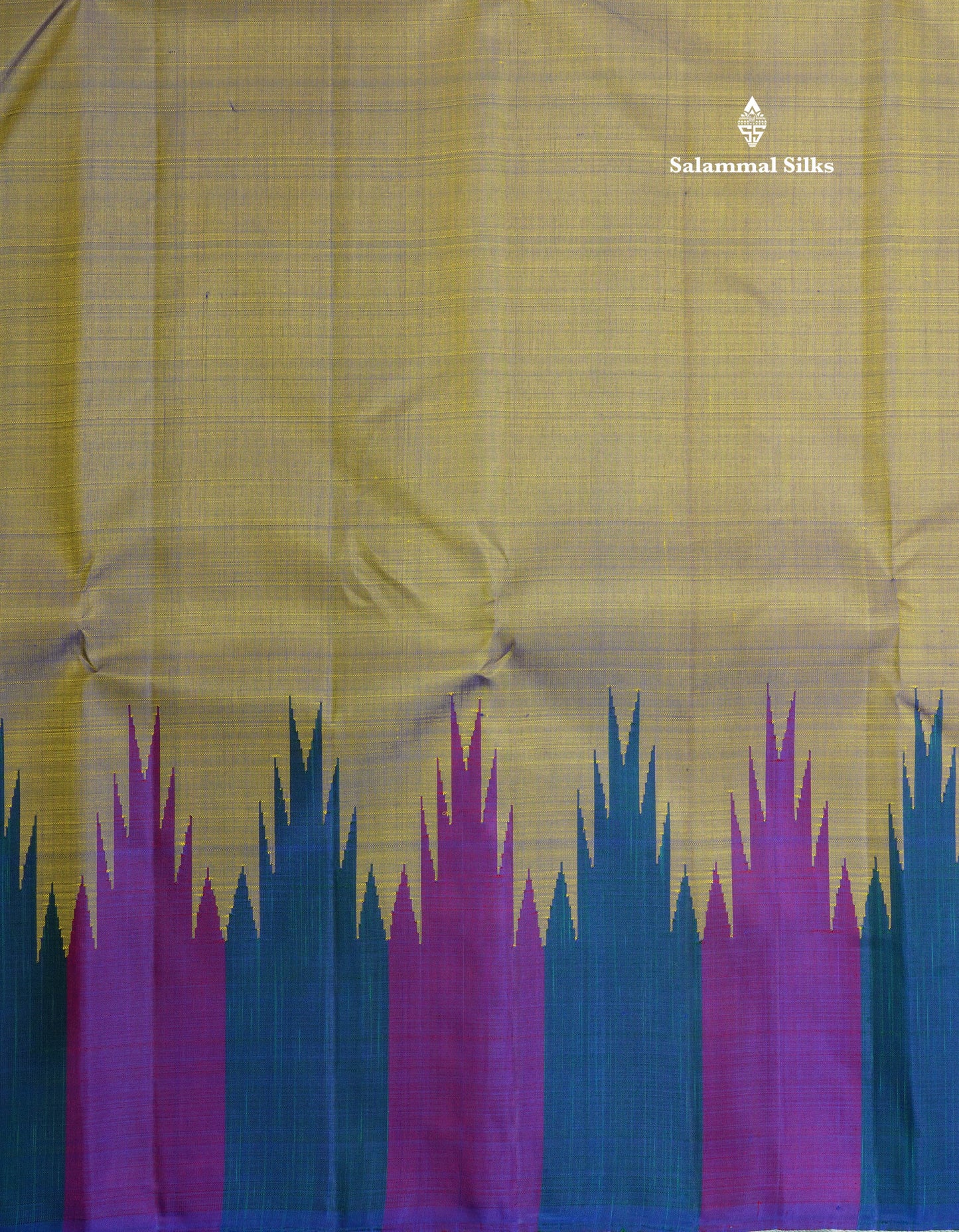 Beautiful Double Shade Pure Kanjivaram Silk Saree With Traditional Multicolour Temple Border