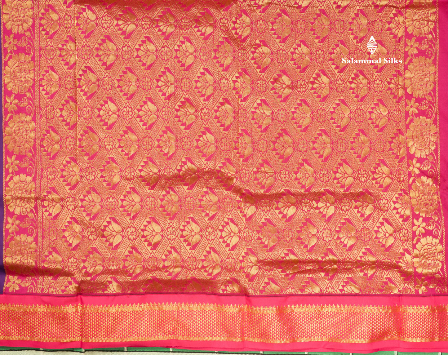 11 Yards Semi Silk Saree Peacock Blue with Contrast Pink Border