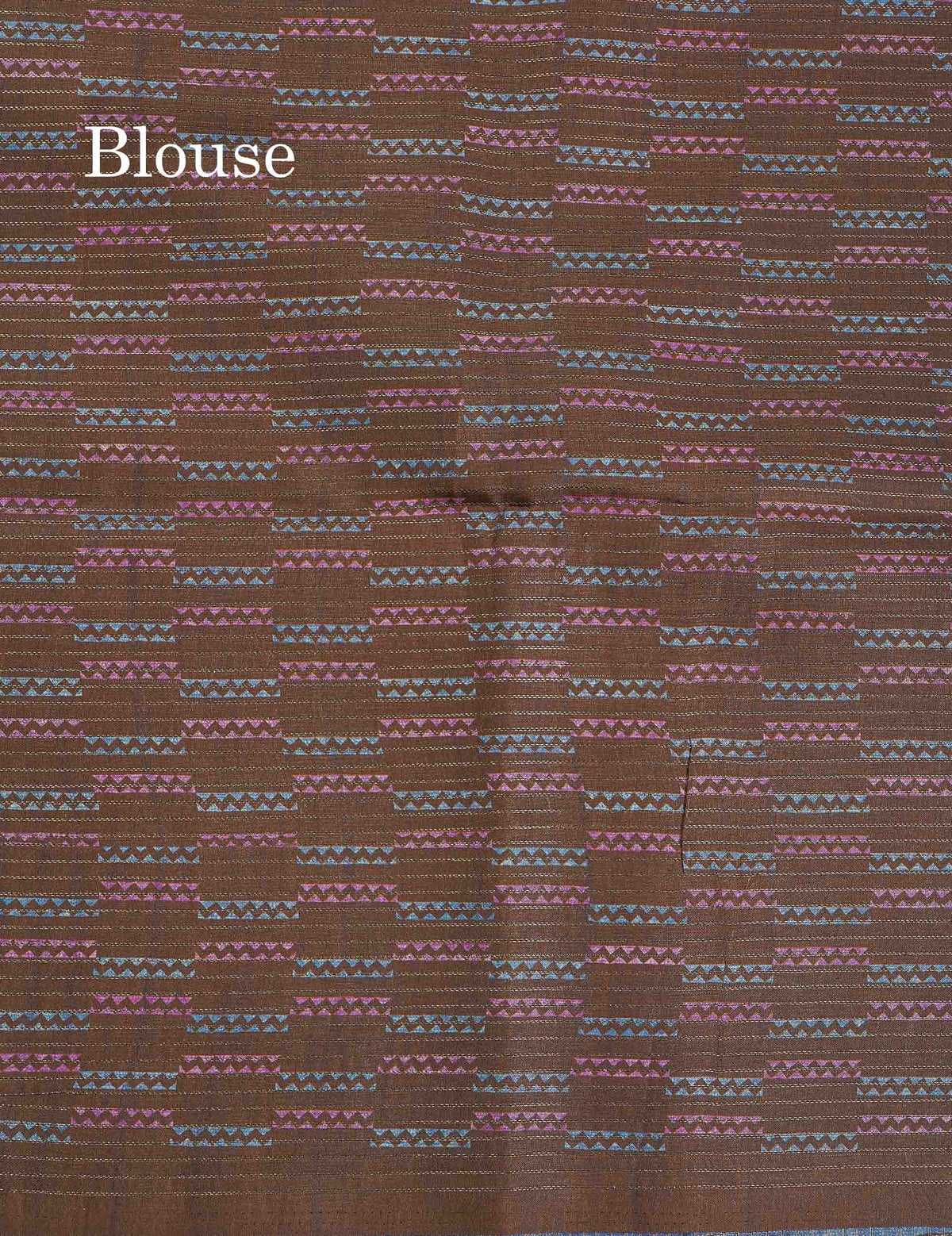 Semi Tussar Saree - MultiColour Body Small Checks With Zig Zag Design & Brown Blouse