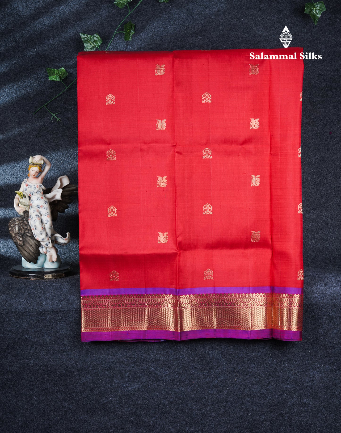 Pure Silk Pure Zari Pattu Pavadai (Red) With Contrast Purple Border 36"