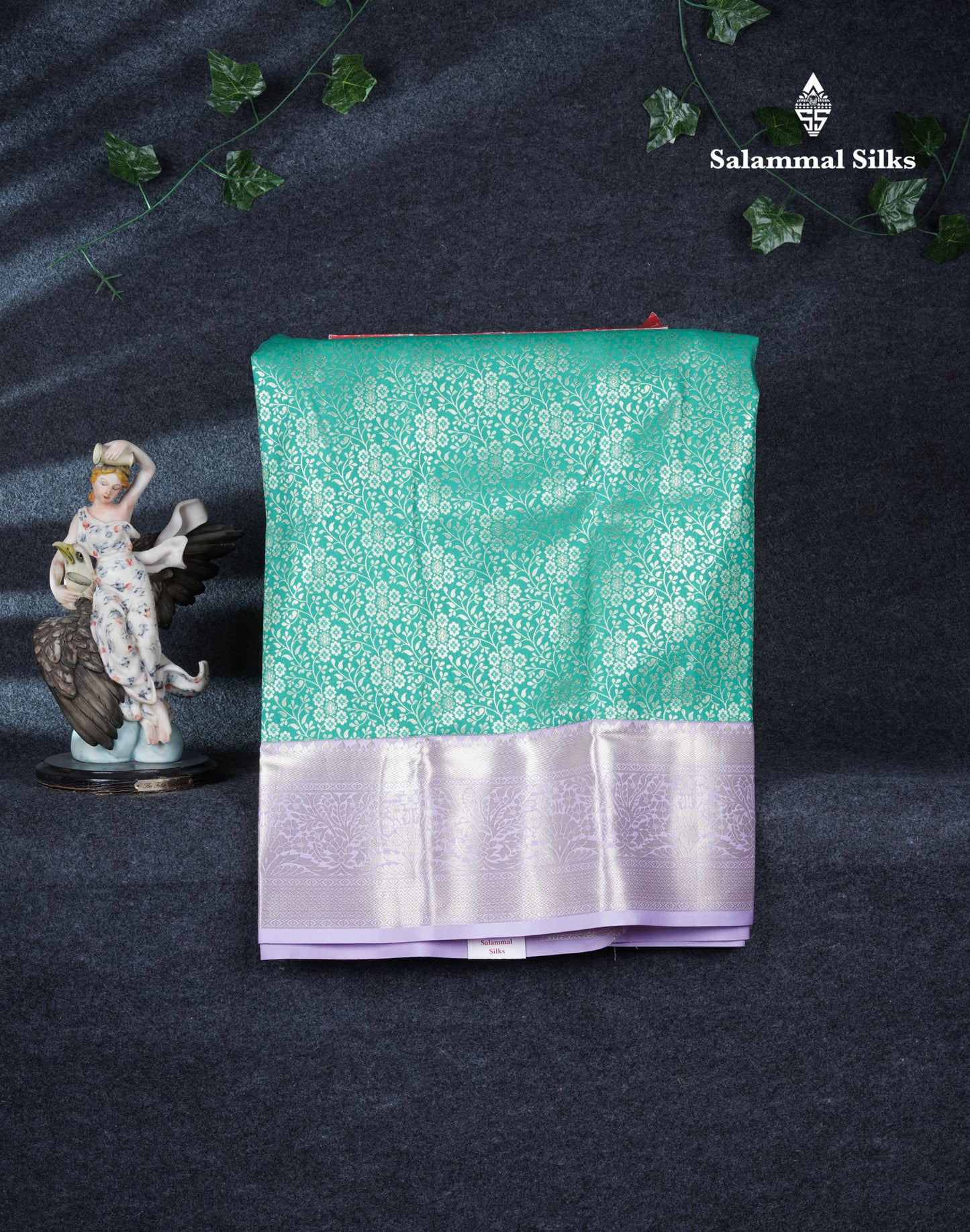 Semi Silk Pattu Pavadai (Sapphire Green) with Lavender Blouse 27"