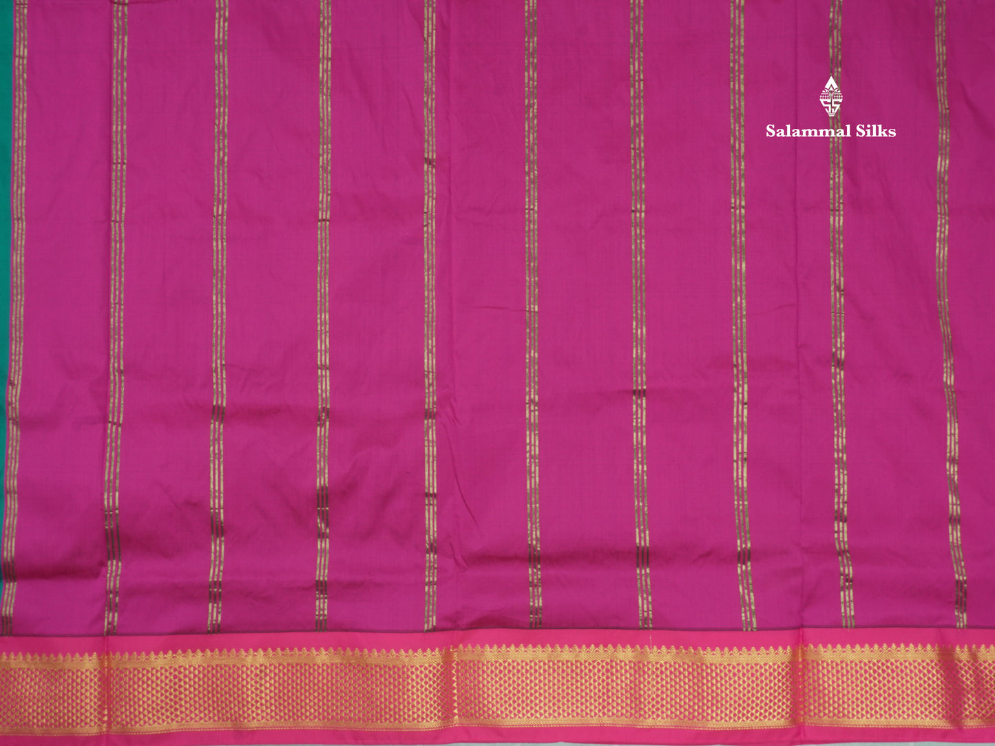 11 Yards Semi Silk Saree Royal Blue with Contrast Pink Border