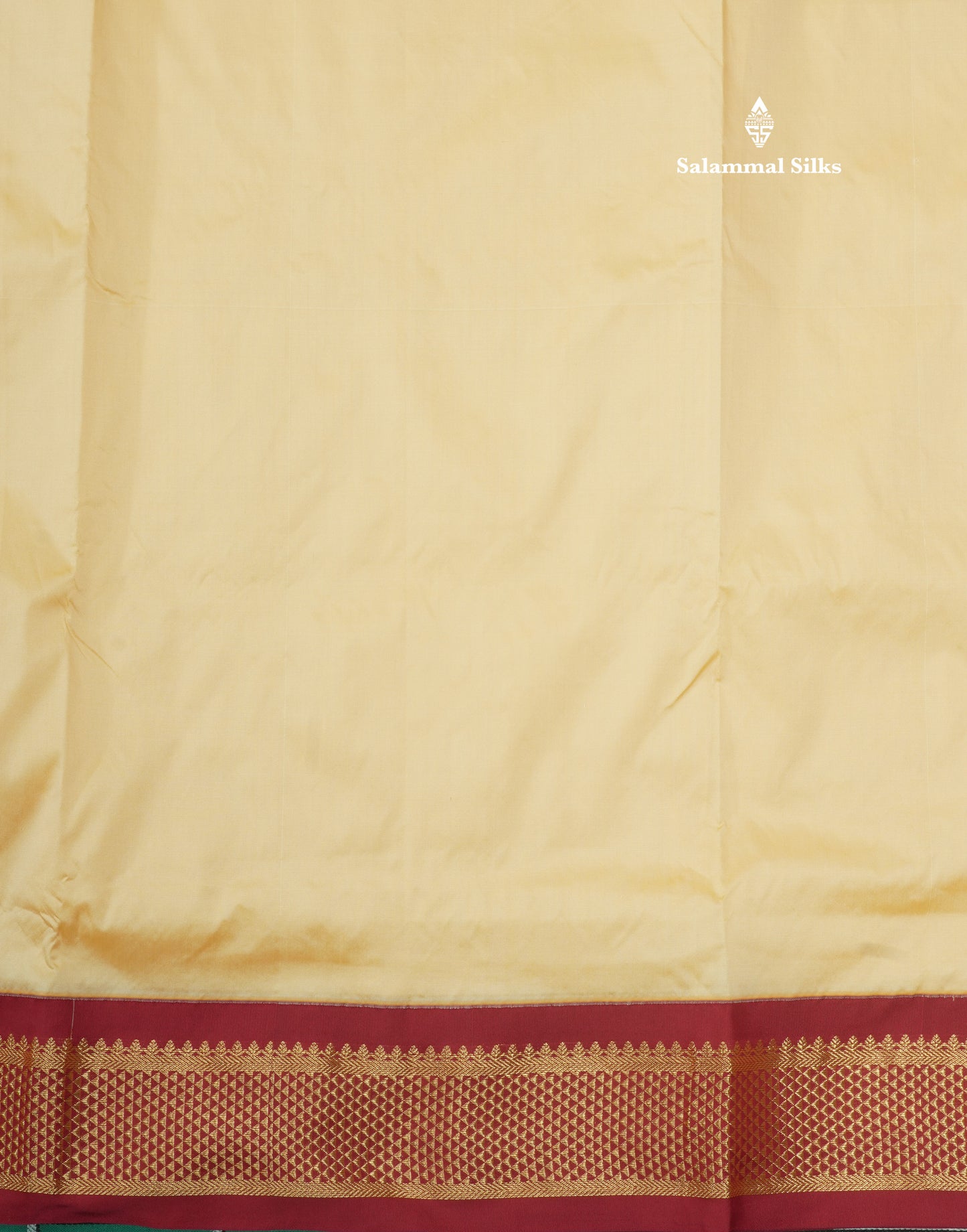 11 Yards Semi Silk Saree Beige with Contrast Maroon Border