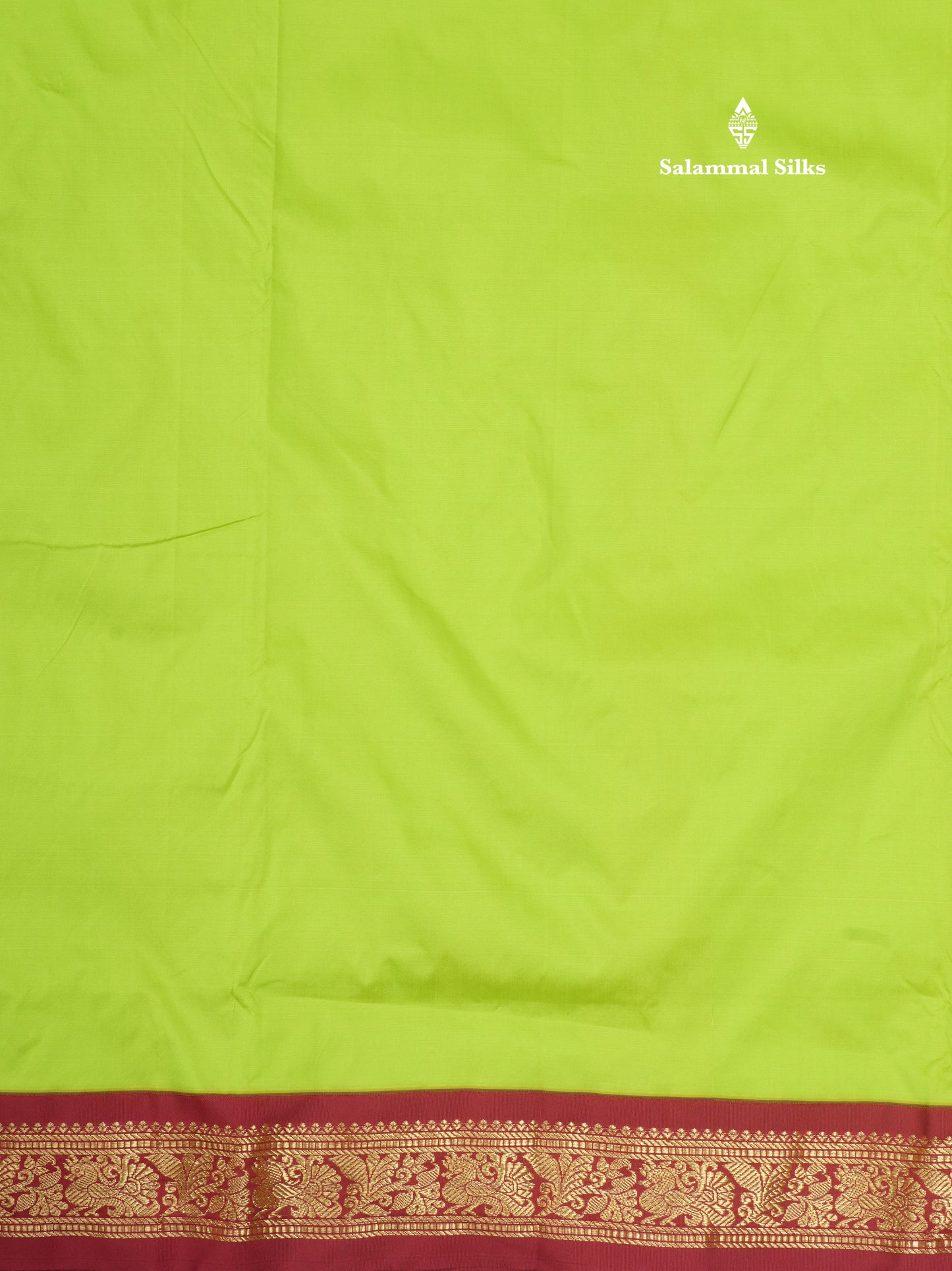 11 Yards Semi Silk Saree Green with Contrast Pink Border